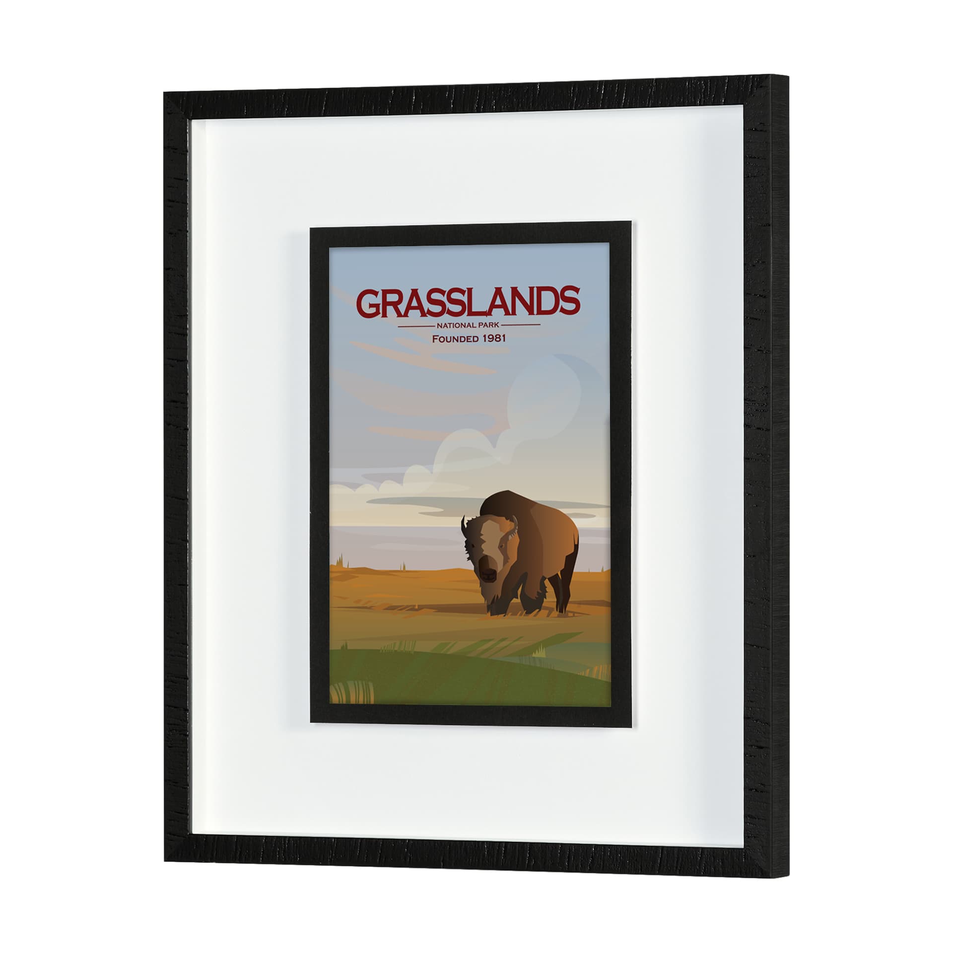 Grasslands GO (M) by Mercana Studio a Framed Art Print Matted under Glass — product photograph