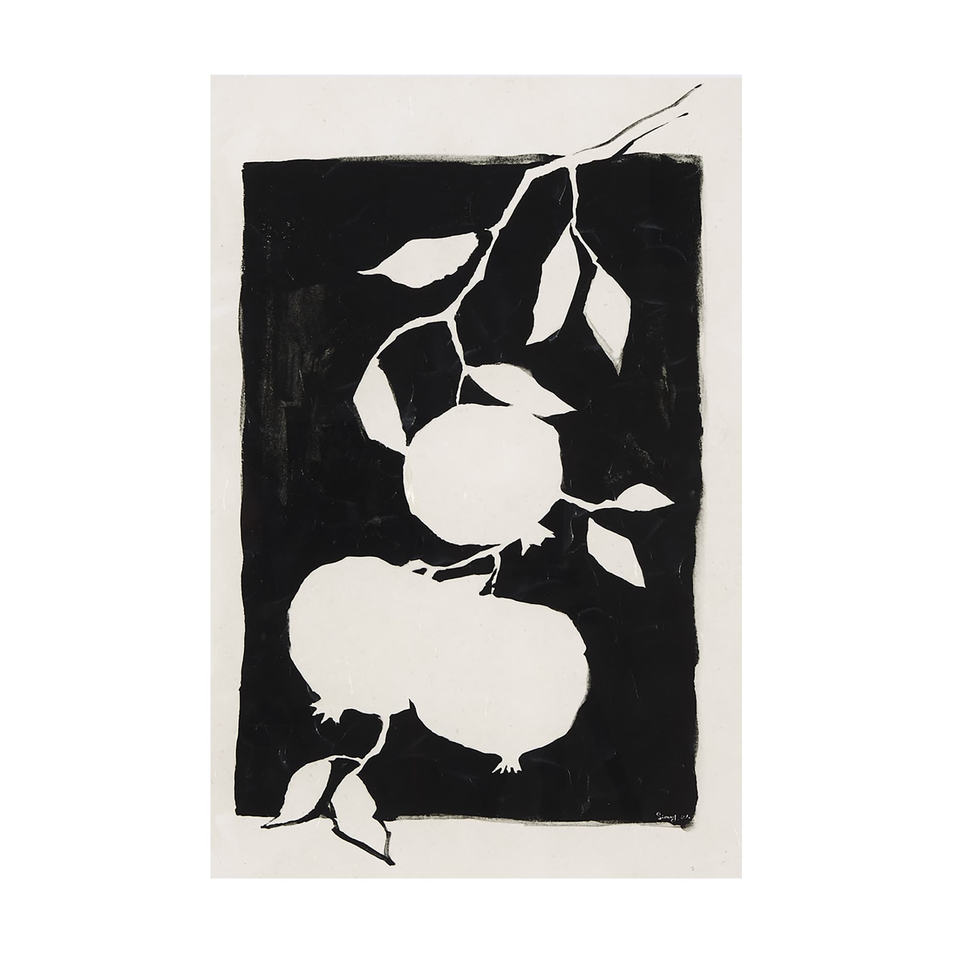 Pomegranate Branch Silhouette by Mercana Studio a Hand Embellished Textured Canvas — product photograph