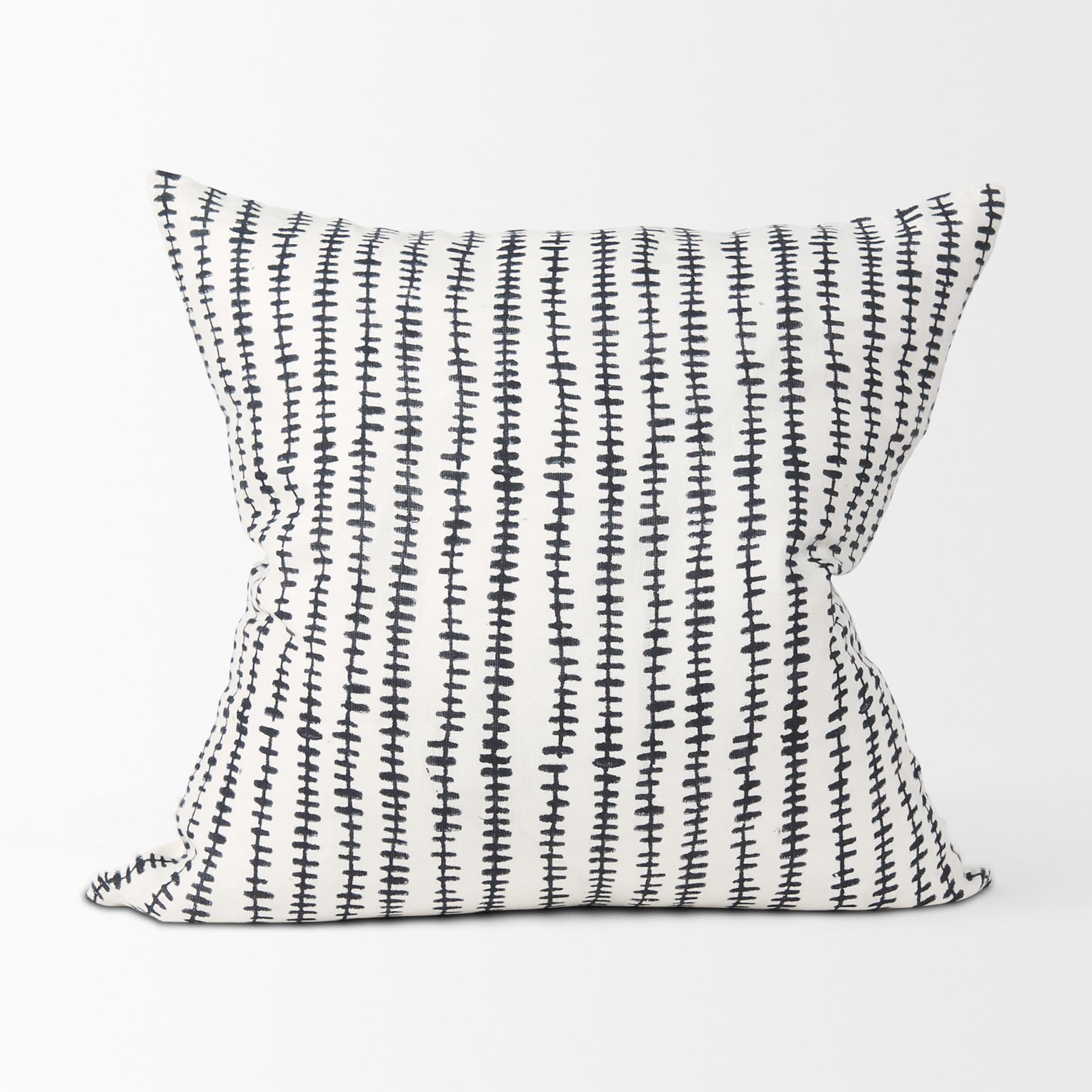 Jenna 22x22 Cream w/ Black Print Linen Square Decorative Pillow Cover — product photograph