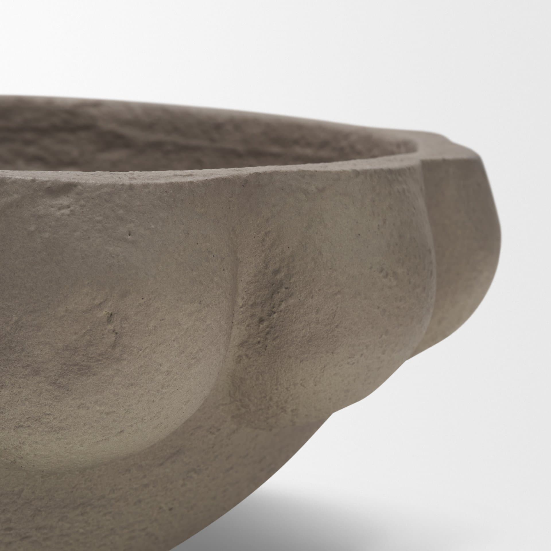 Konya Small Earthen Gray-Brown Dotted Paper Mache Centerpiece Bowl — product photograph