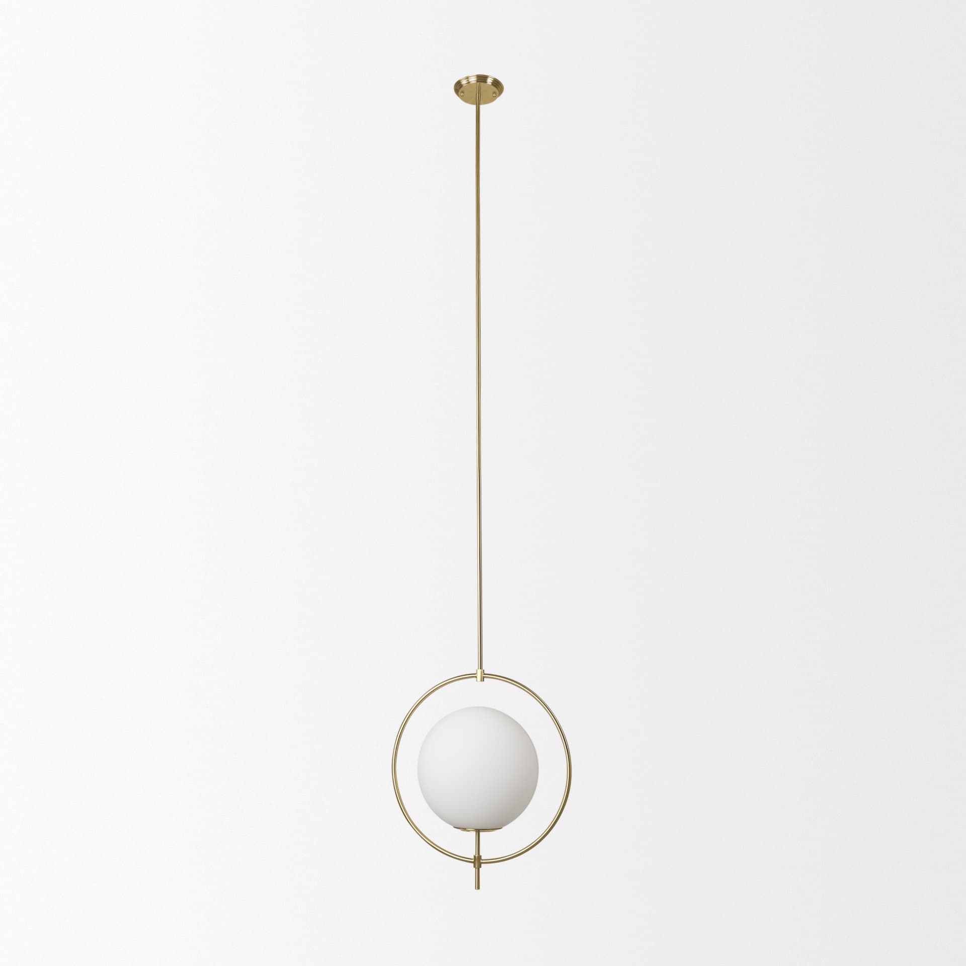 Farrah Frosted Glass Globe w/ Gold Metal Pendant Light — product photograph