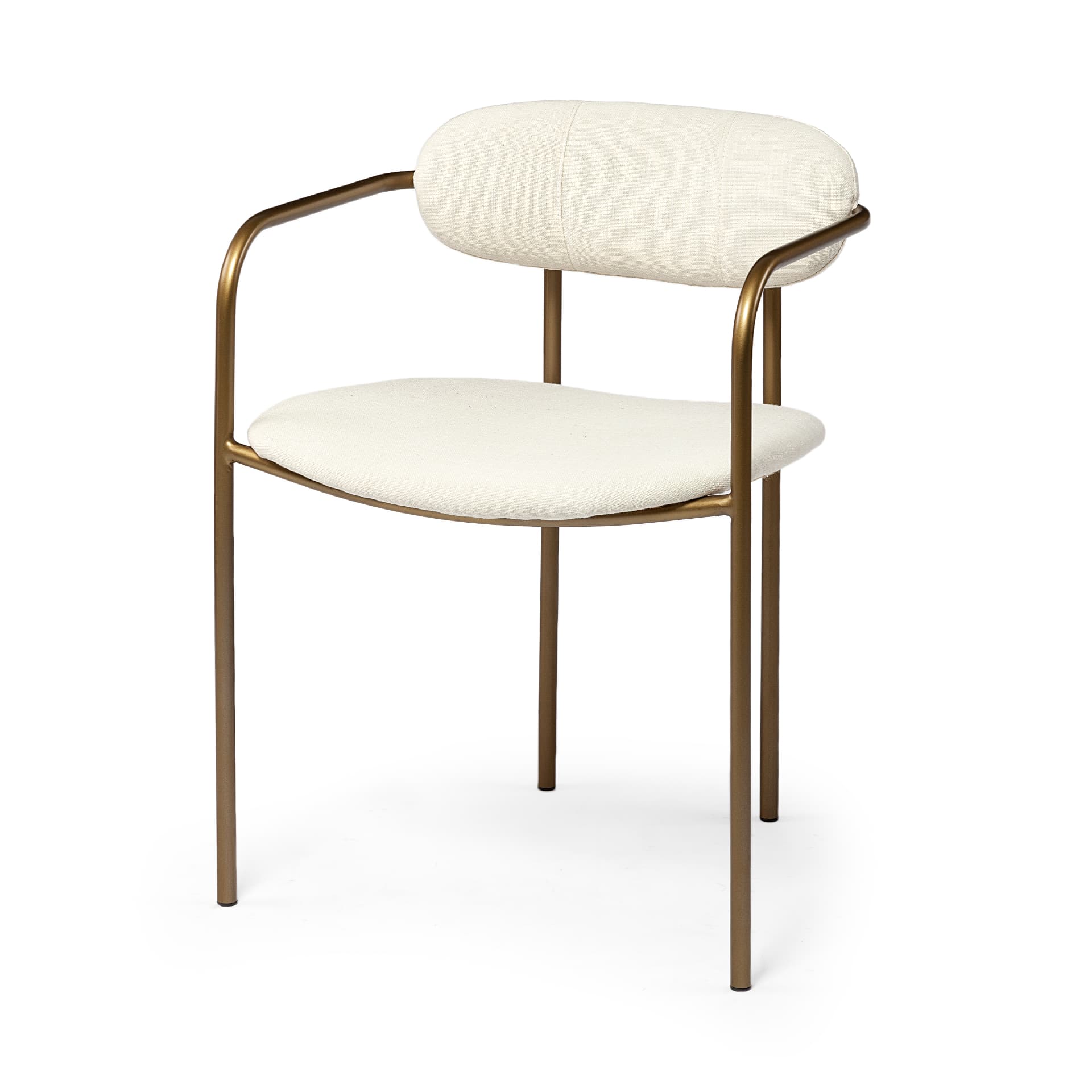 Parker Curved Back Dining Arm Chair | Cream Fabric w/ Gold Metal — product photograph