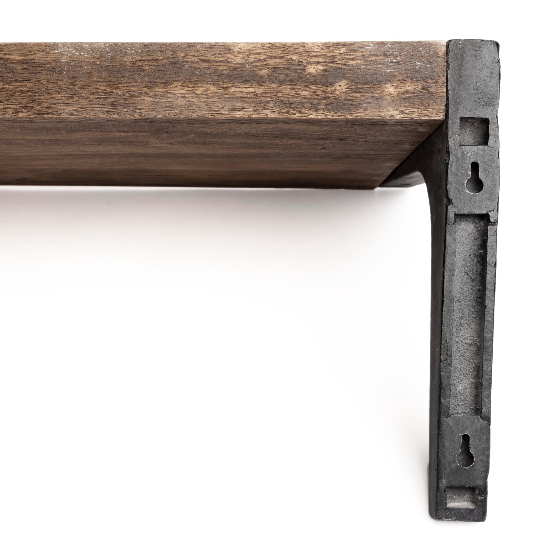 Dion I 58.0L x 11.0W x 11.0H Brown Wood W/Black Metal Wall Shelf — product photograph