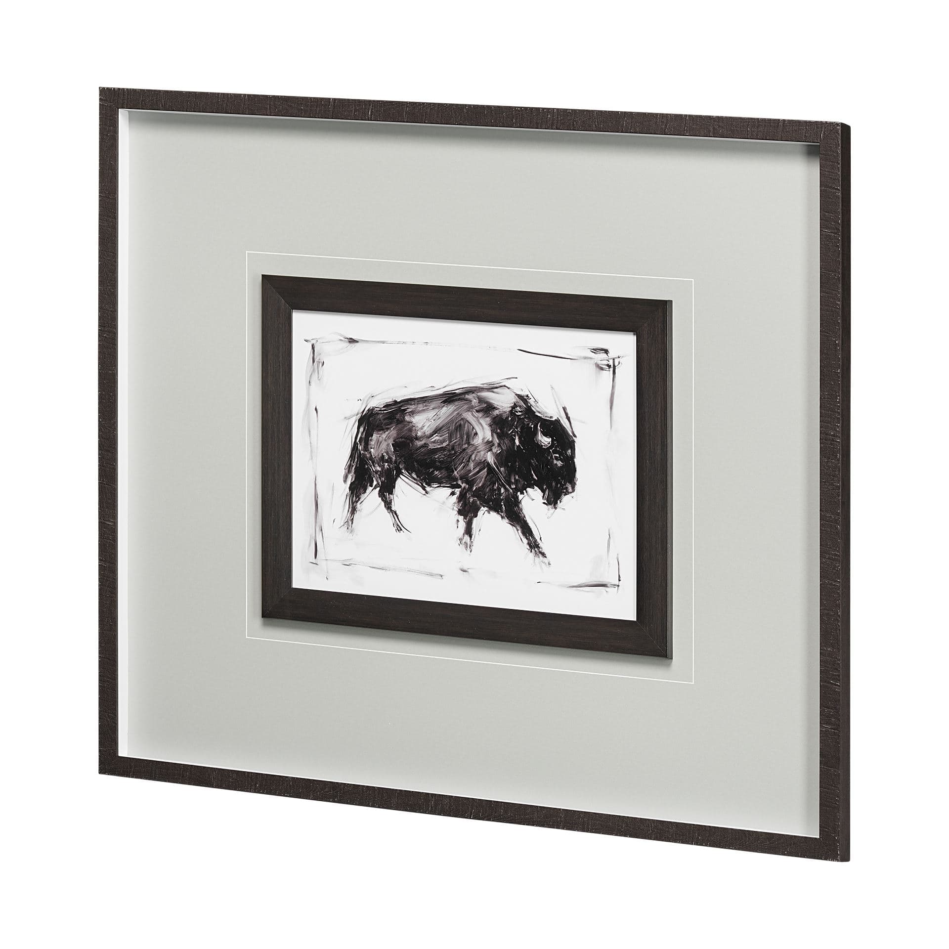 Dynamic Bison I by Ethan Harper a Hand Embellished Textured Framed Art Print Matted under Glass — product photograph