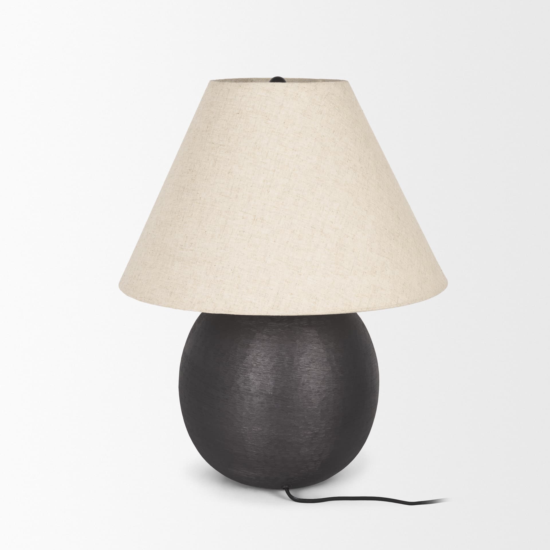 Sadiyah Black Brushed Metal w/ Beige Shade Table Lamp — product photograph