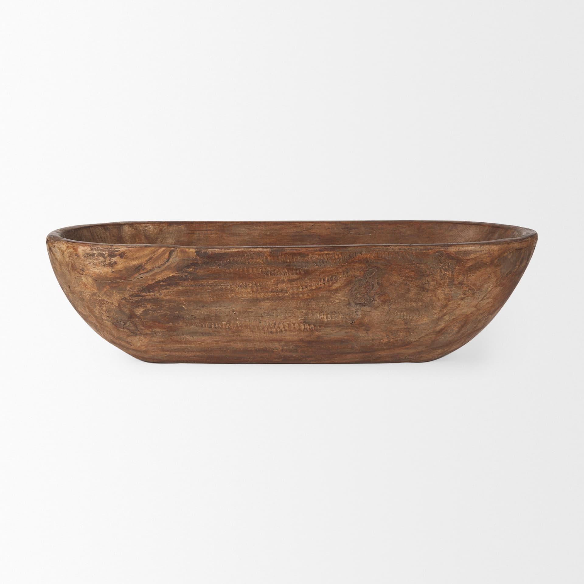 Athena Extra Large Oblong Medium Brown Reclaimed Wood Bowl — product photograph