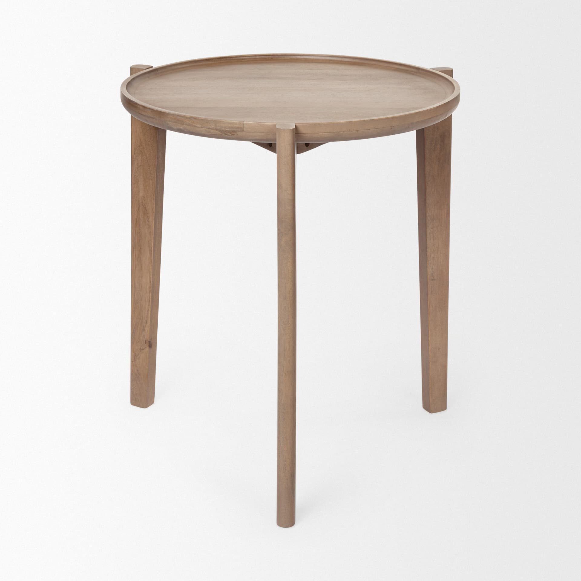 Cleaver I 22 x 24 Round Top Brown Solid Wood Accent Table — product photograph