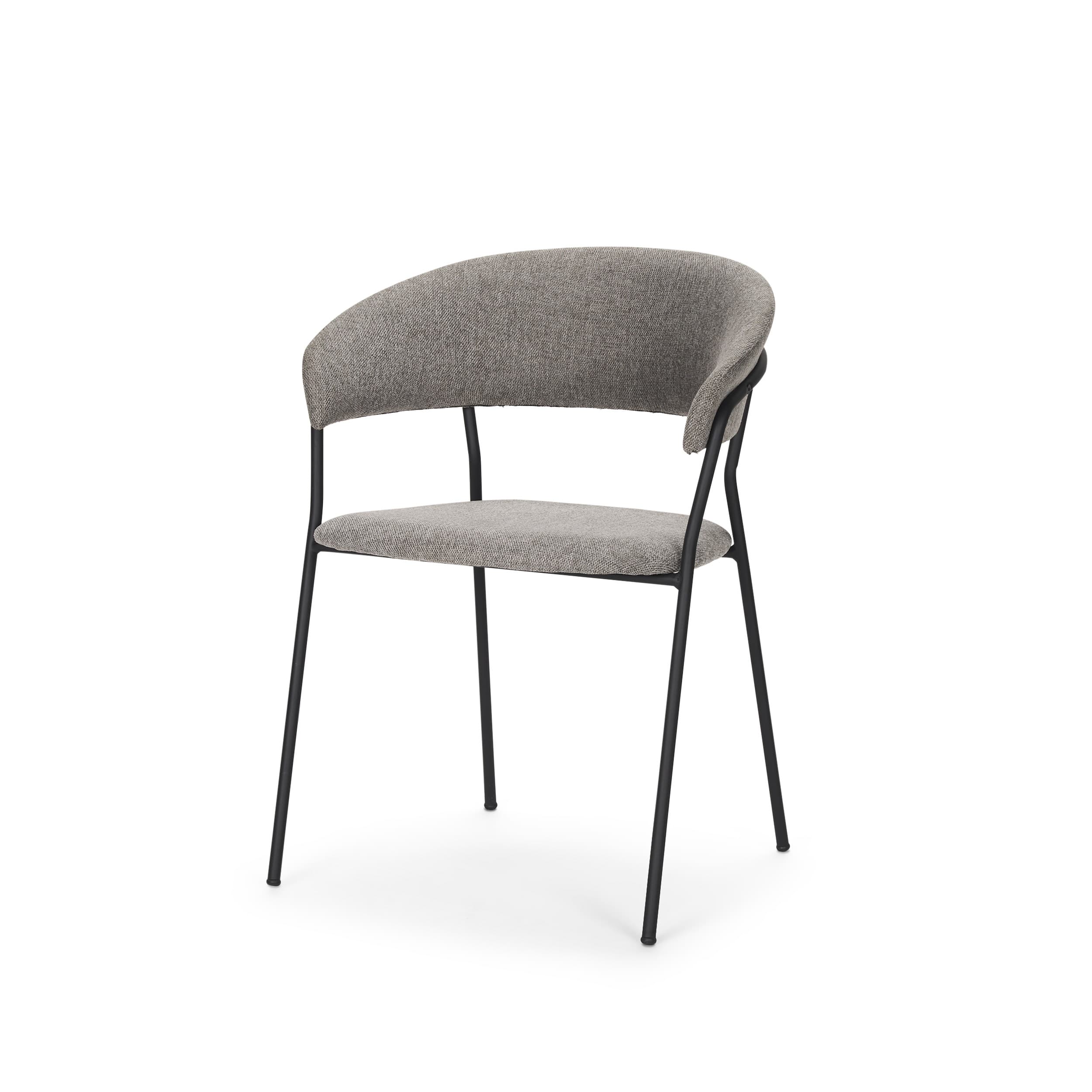 Carolyn Contoured Back Dining Side Chair | Gray Fabric w/ Metal — product photograph