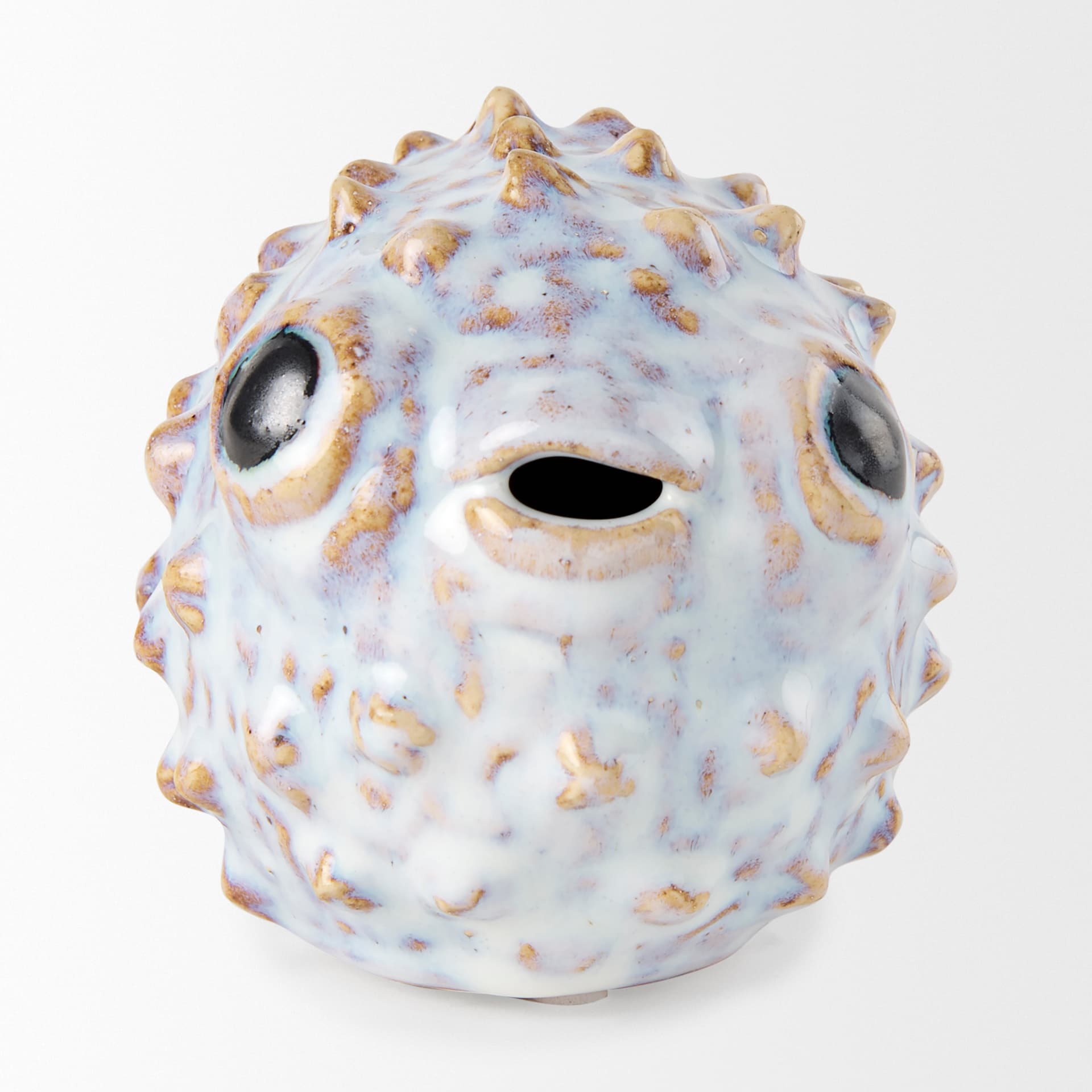 Spike I (Small) 8L x 4W Off-White Ceramic Puffer Fish — product photograph