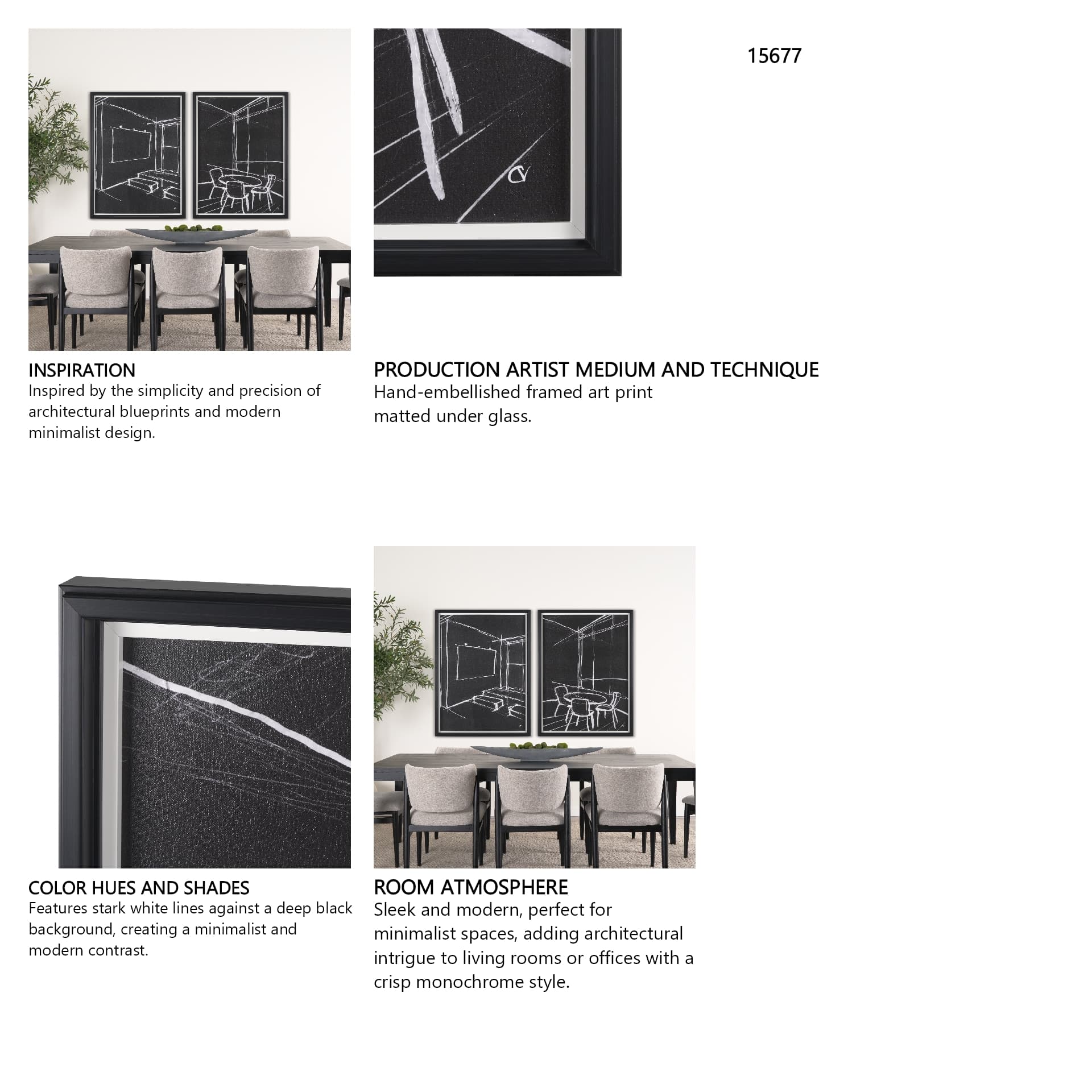 Interior Sketch V by Mercana Studio a Hand Embellished Framed Art Print — in a styled room