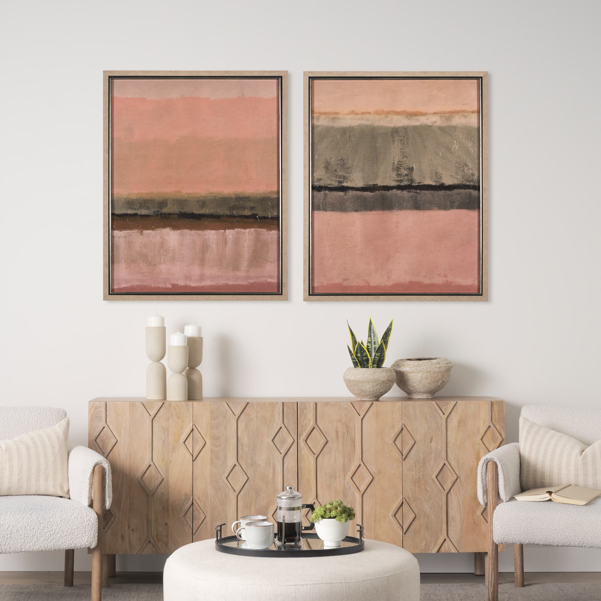Quiet Echoes - Wash by Mercana Studio a Hand Embellished Textured Framed Art Print — in a styled room