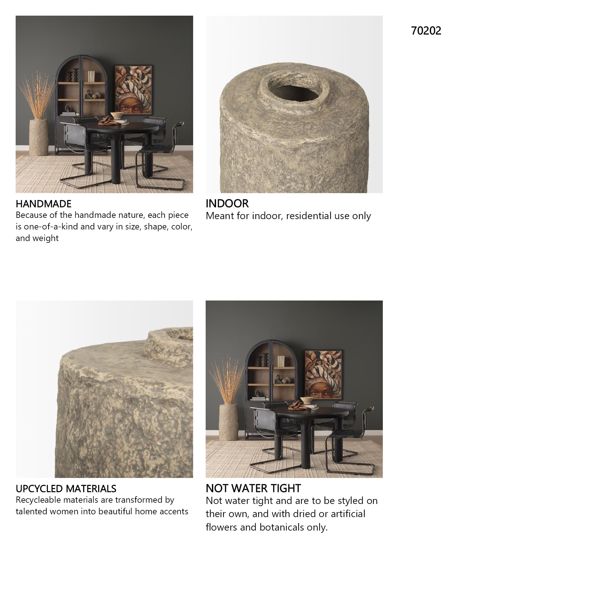 Rama Small Gray Paper Mache Floor Vase — in a styled room