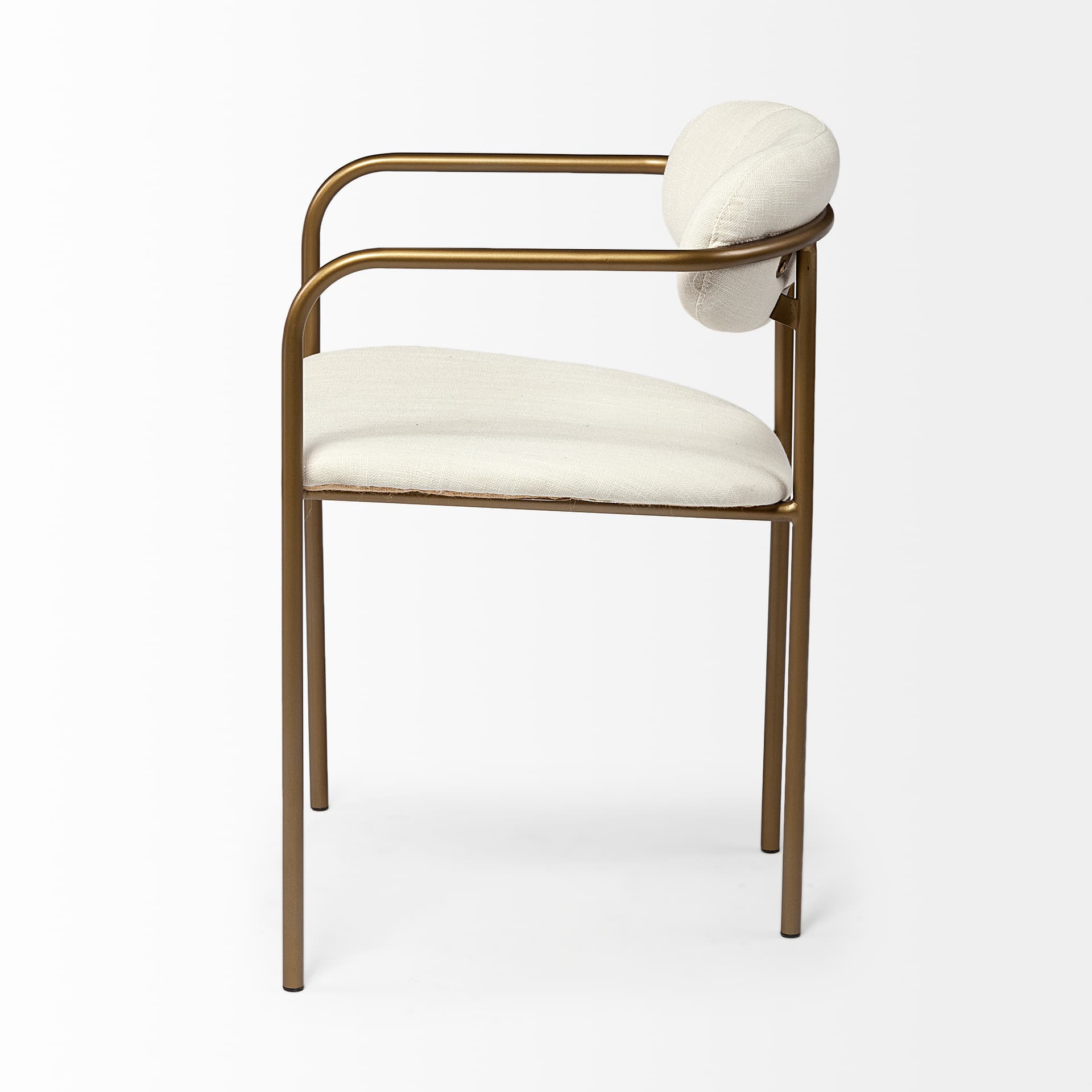 Parker Curved Back Dining Arm Chair | Cream Fabric w/ Gold Metal — product photograph
