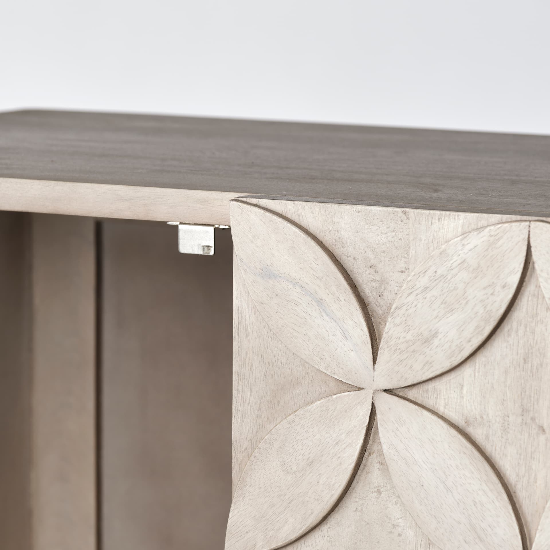 Excelsior II 68.1" H Light Brown Wood Gold Iron Base Storage Cabinet — product photograph