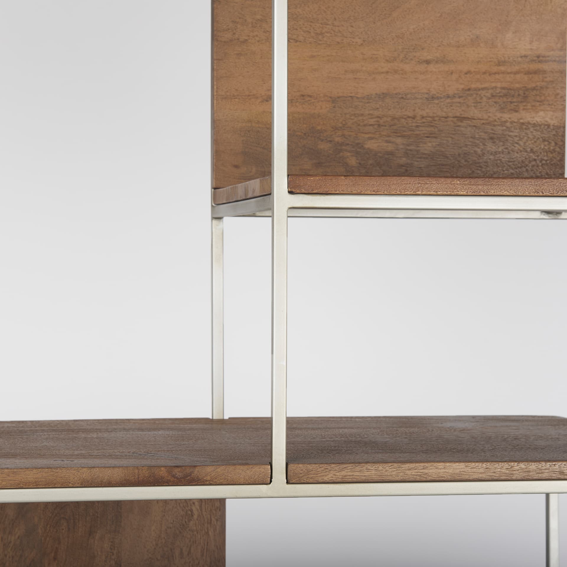 Morris III 47.25 X 15 X 75.5 Brown Wood and Silver Metal Frame 6 Shelf Shelving Unit — product photograph
