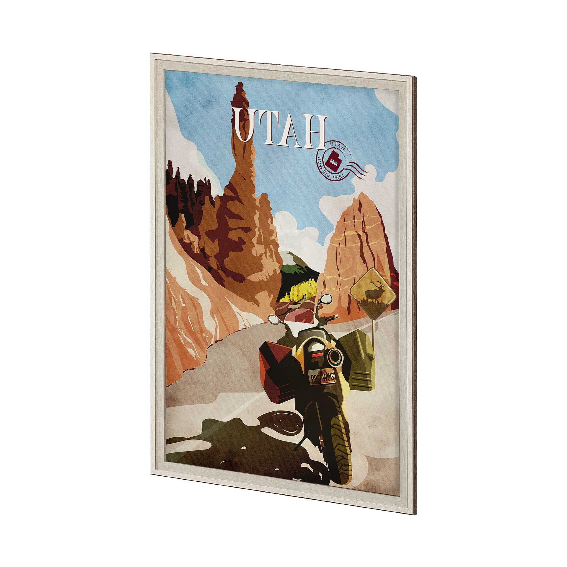 Utah Go USA (XL) by Mercana Studio a Hand Embellished Decograph Framed Art Print under Glass — product photograph