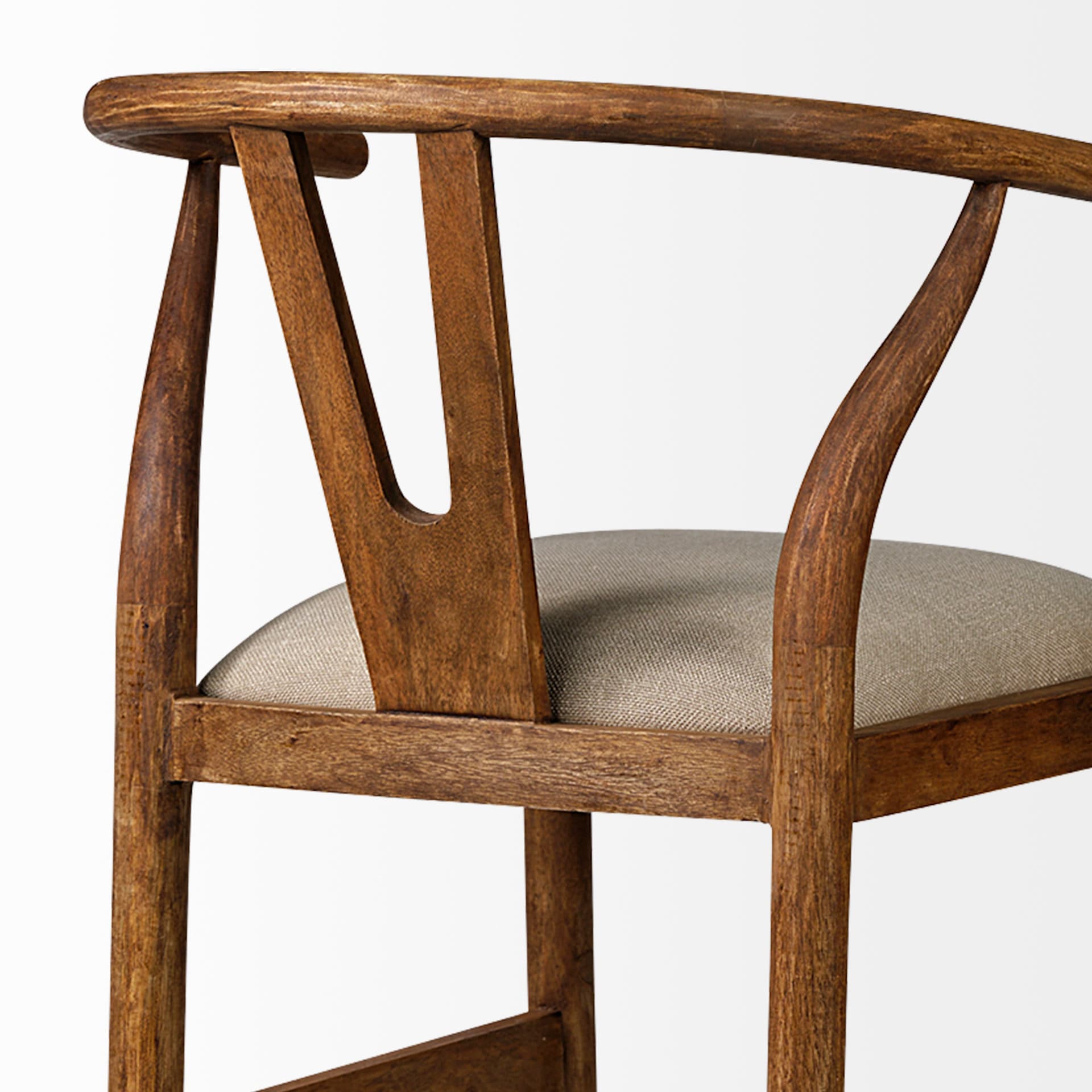 Trixie Low Back 30.25in Seat Bar Stool | Cream Fabric w/ Brown Wood — product photograph