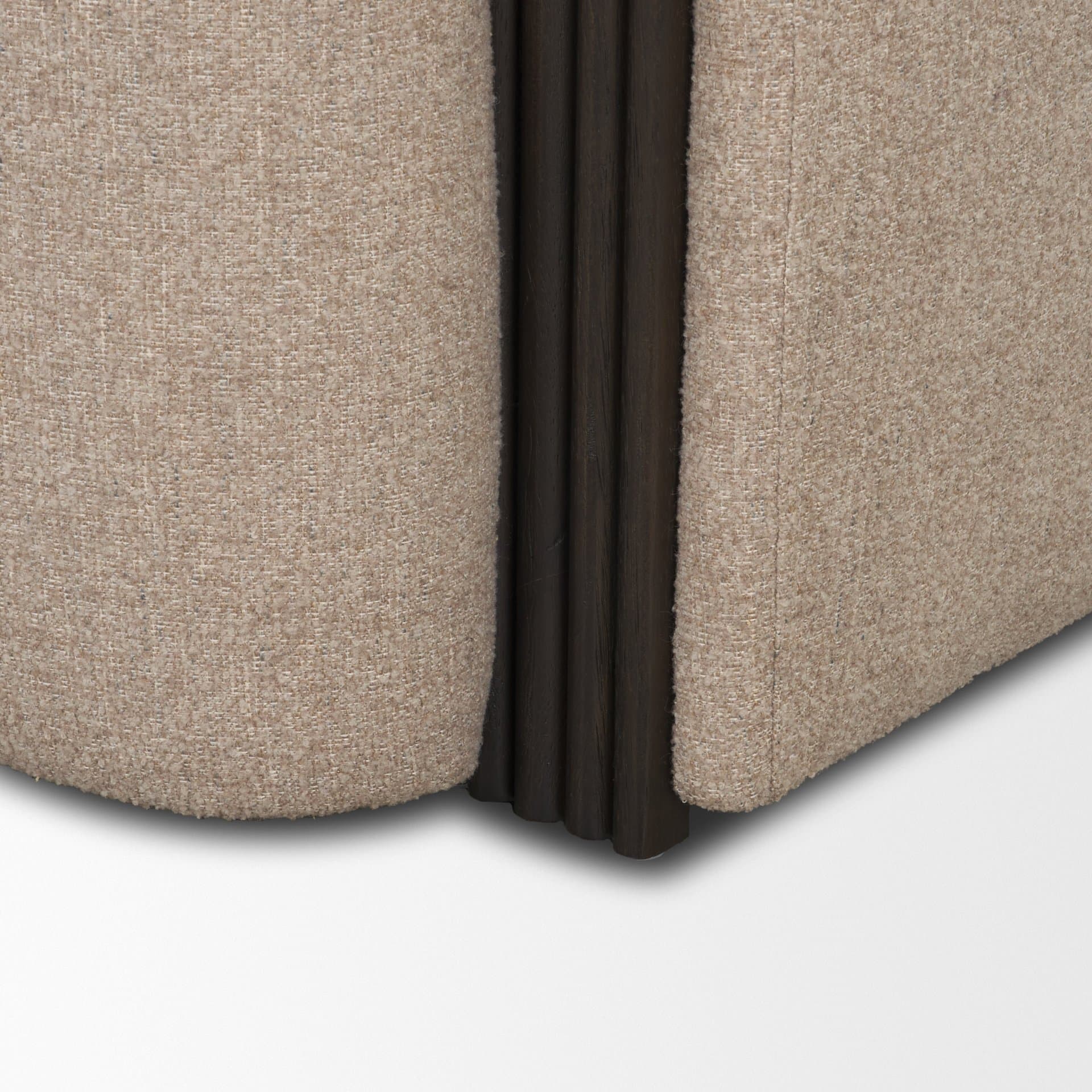 Kornelia Textured Mushroom Fabric Barrel Accent Chair — product photograph