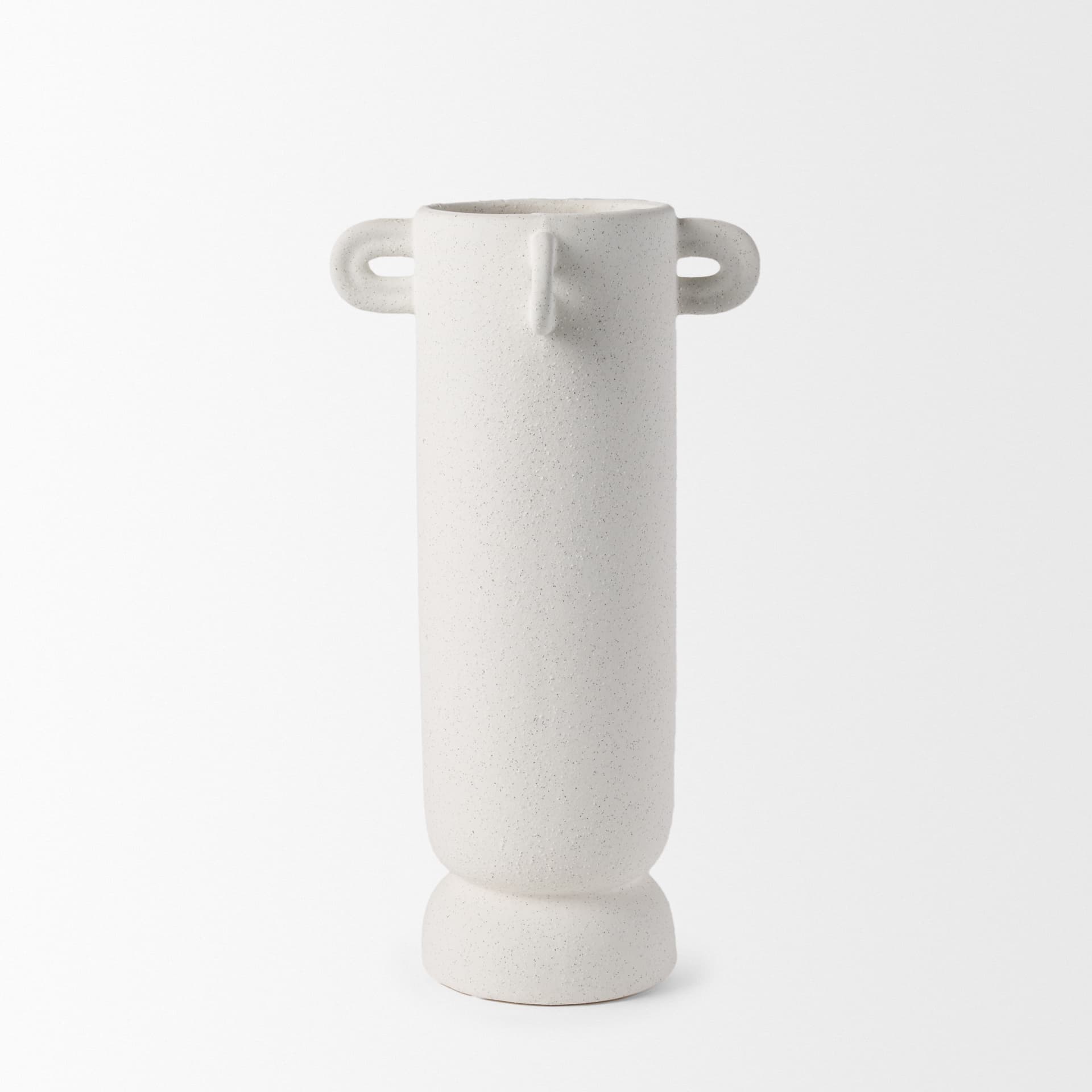 Dylan Tall Textured Off White w/ Handles Ceramic Vase — product photograph