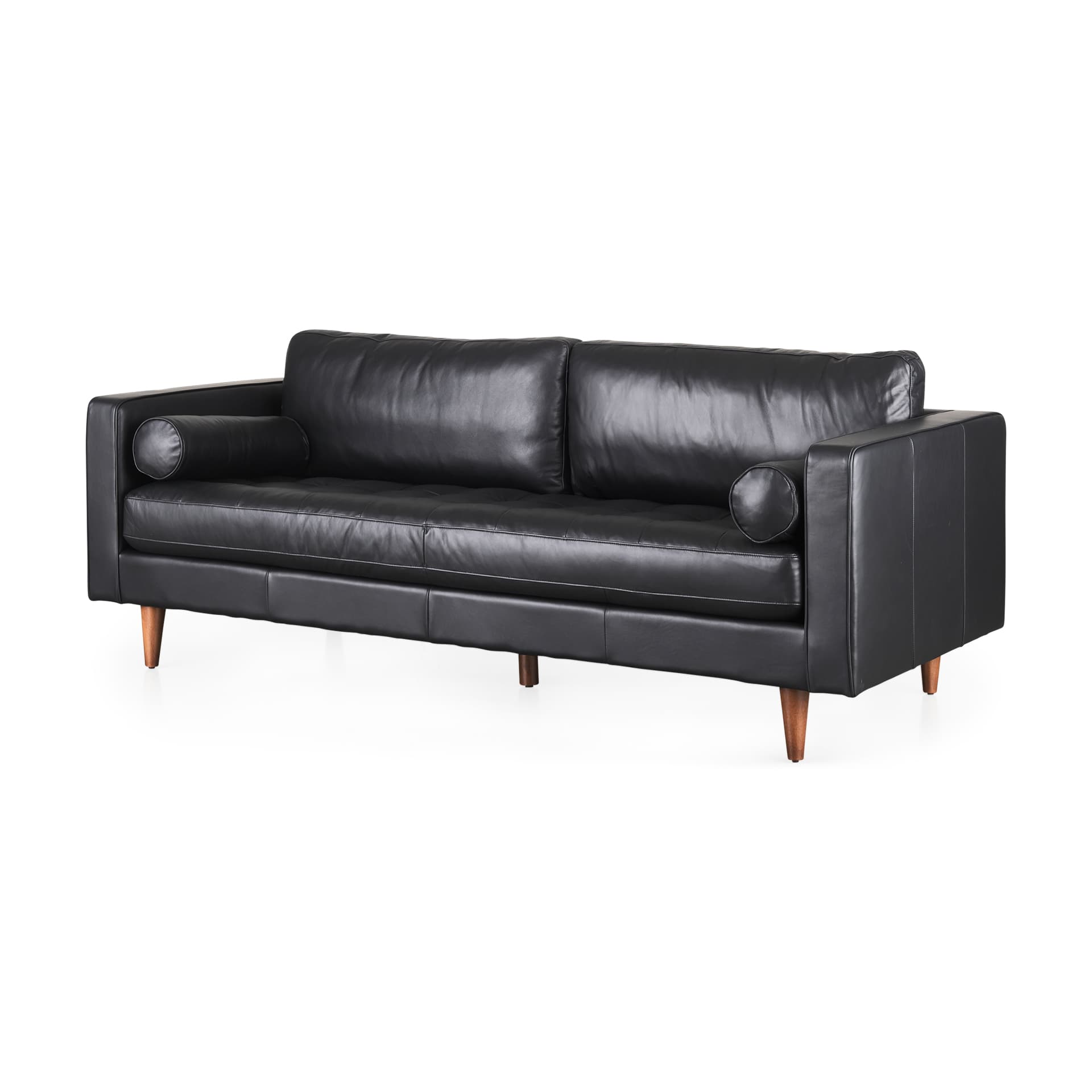 Svend 88.0L x 38.0W x 34.0H Black Leather Sofa — product photograph