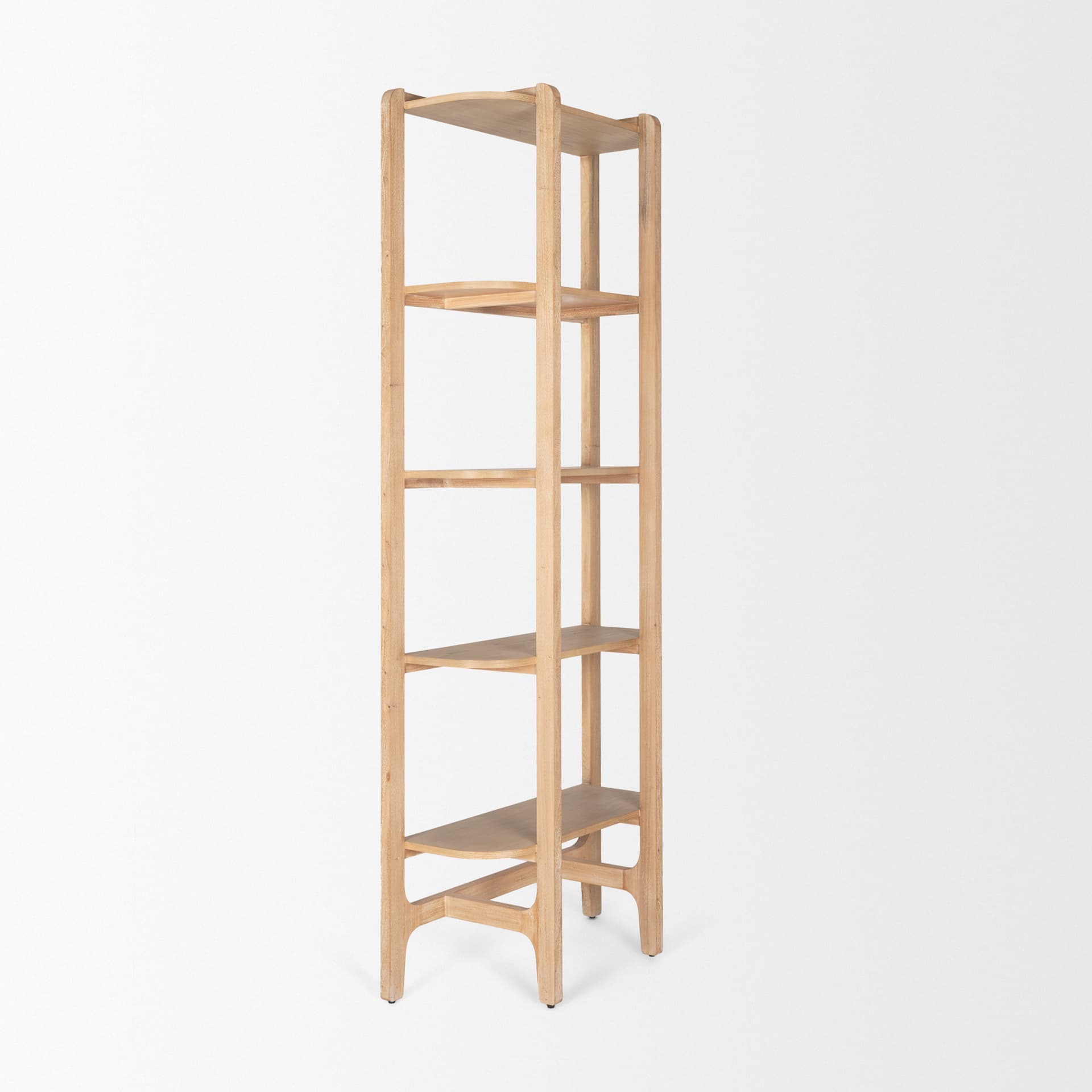 Taylin Light Brown Solid Wood Open Bookshelf — product photograph