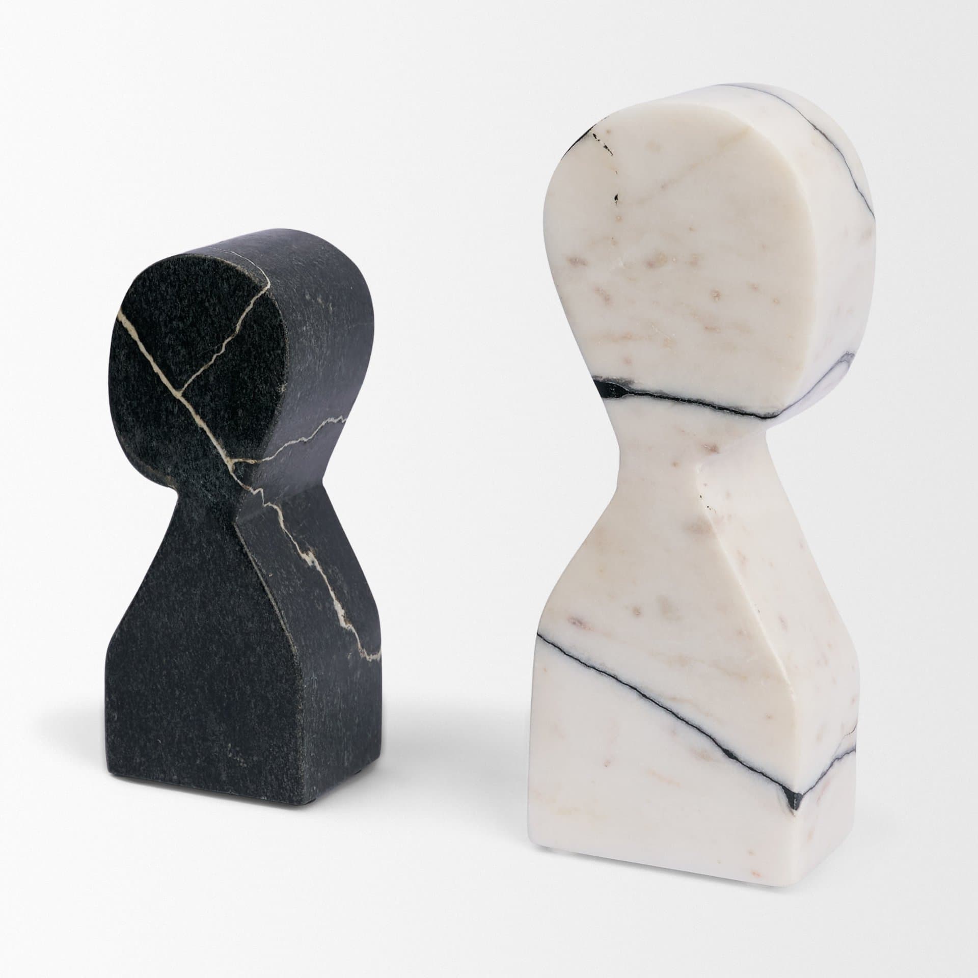 Shadow White & Black Marble Bookends — product photograph