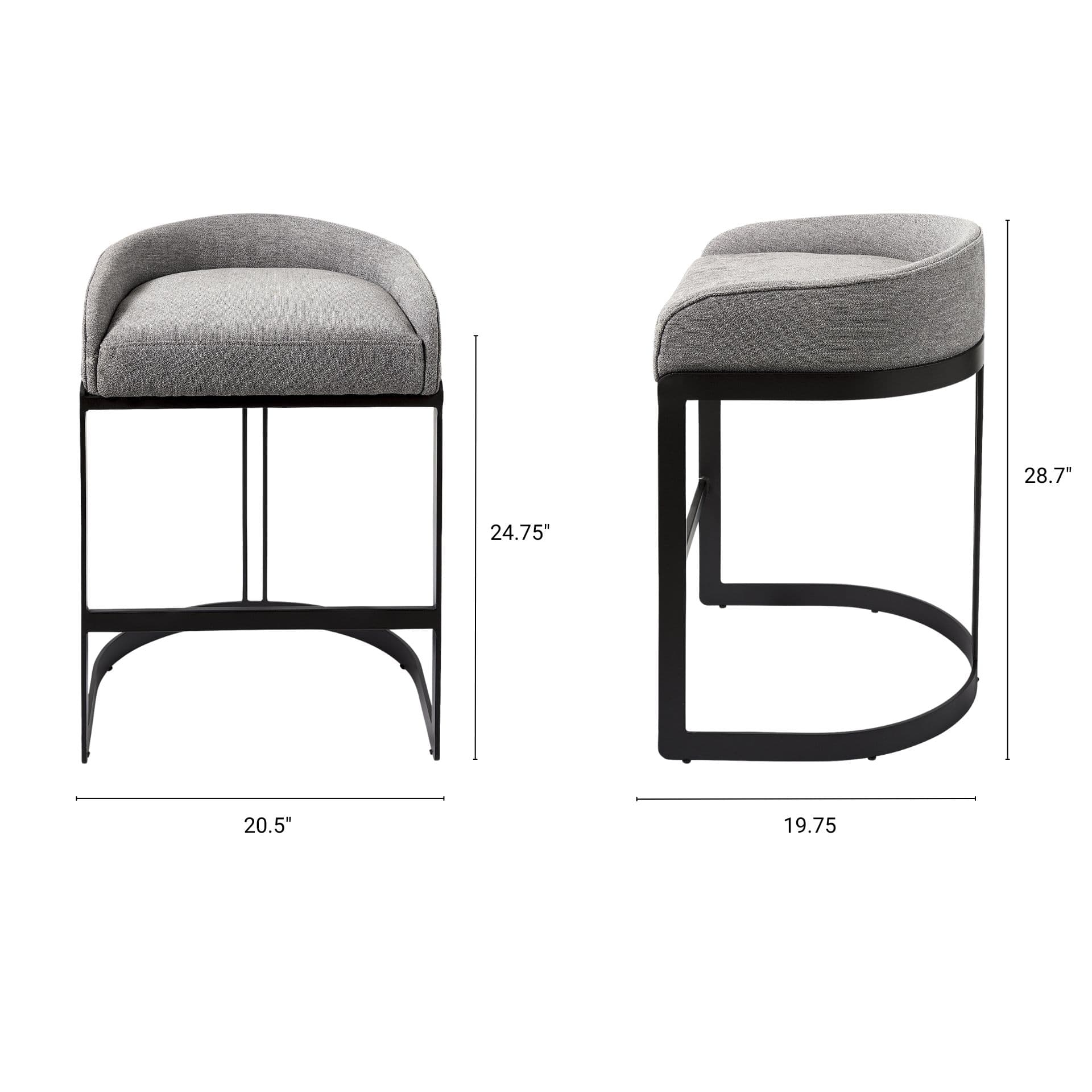 Hollyfield Low Back 28.7in Seat Bar Stool | II Gray Fabric w/ Counter — product photograph