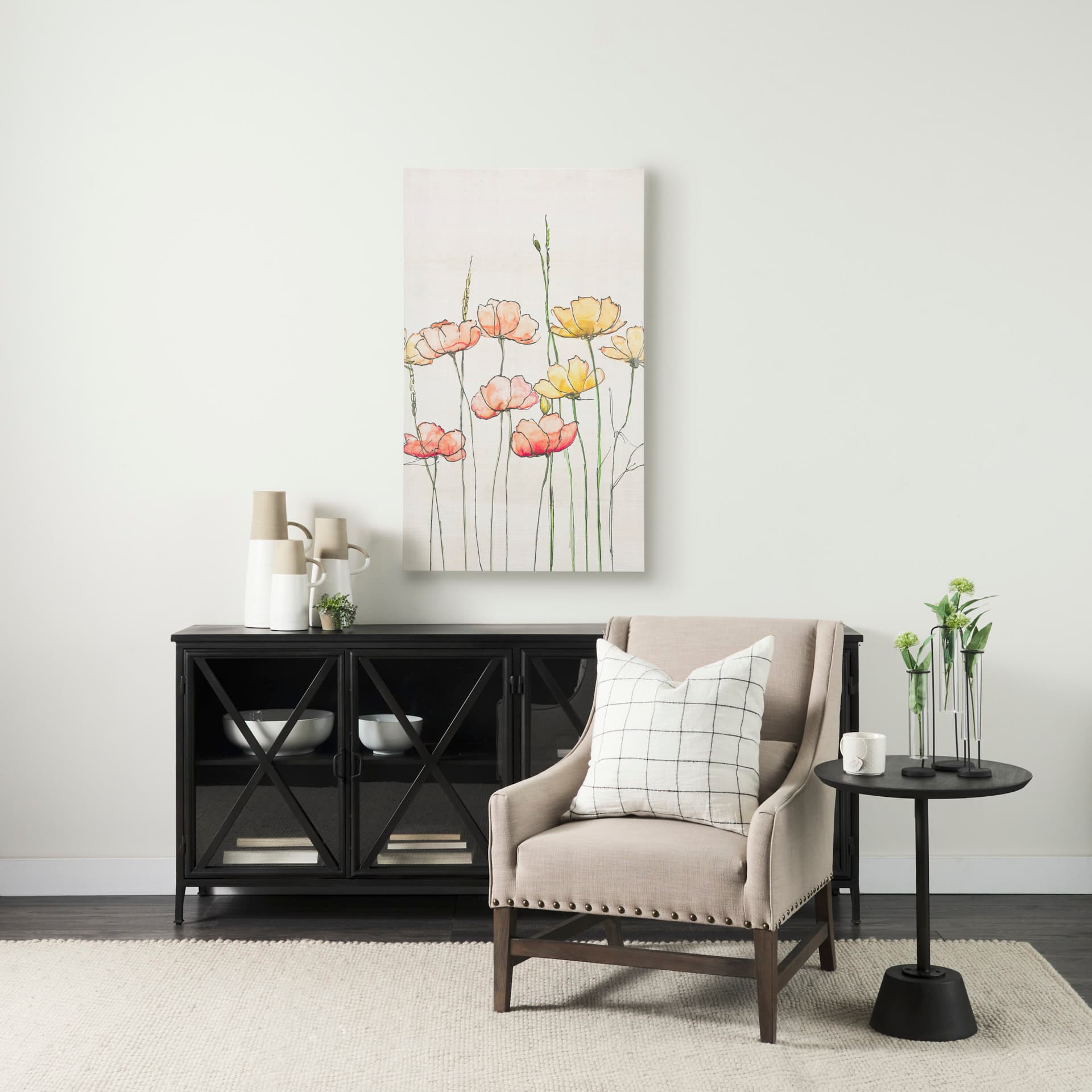 Meadow flowers by Mercana Studio a Hand Embellished Textured Canvas — in a styled room