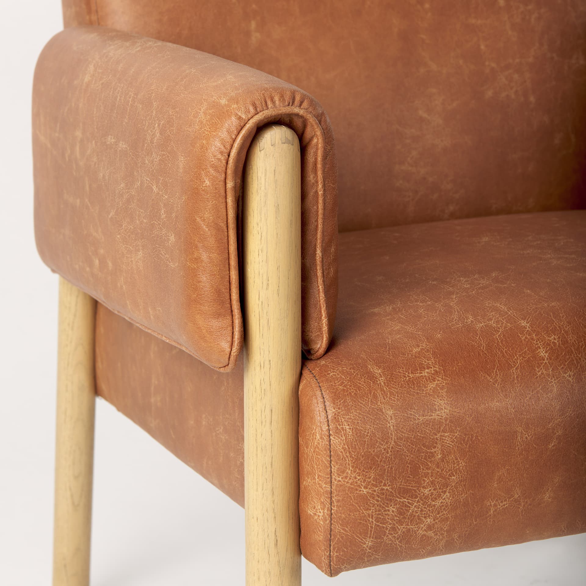 Ashton Brown Vegan Leather w/ Light Wood Accent Chair — product photograph