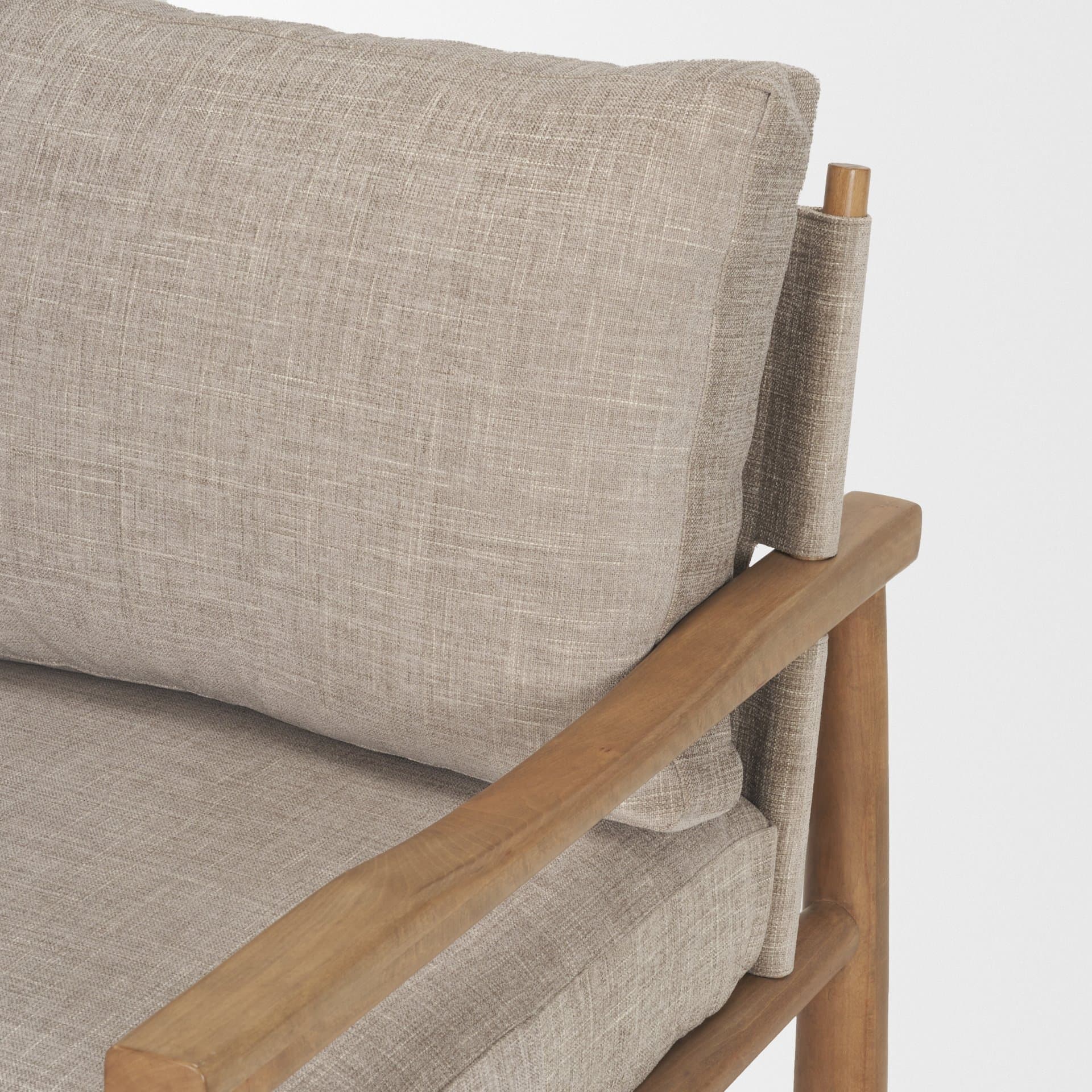 Witton Gray Fabric Beech Wood Slingback Backrest Accent Lounge Chair — product photograph