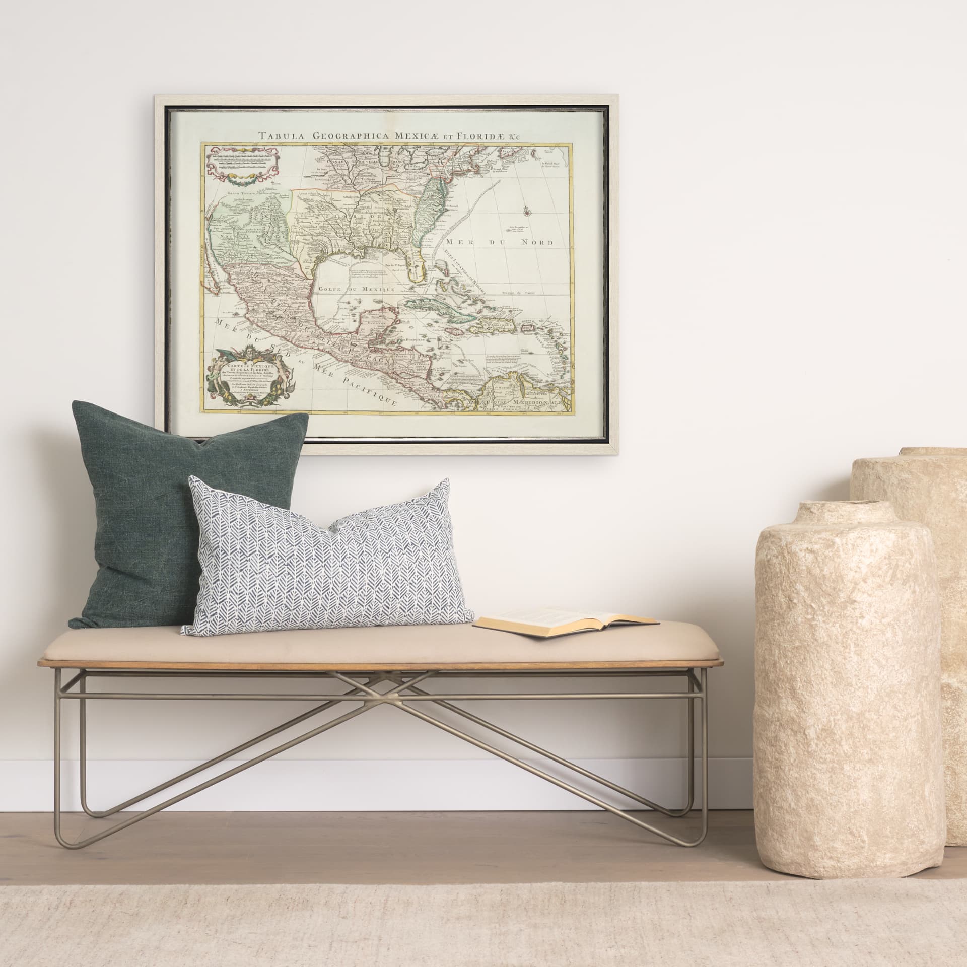 Carte Du Mexique Et De La Floride by Mercana Studio a Hand Embellished Textured Framed Art Print — product photograph