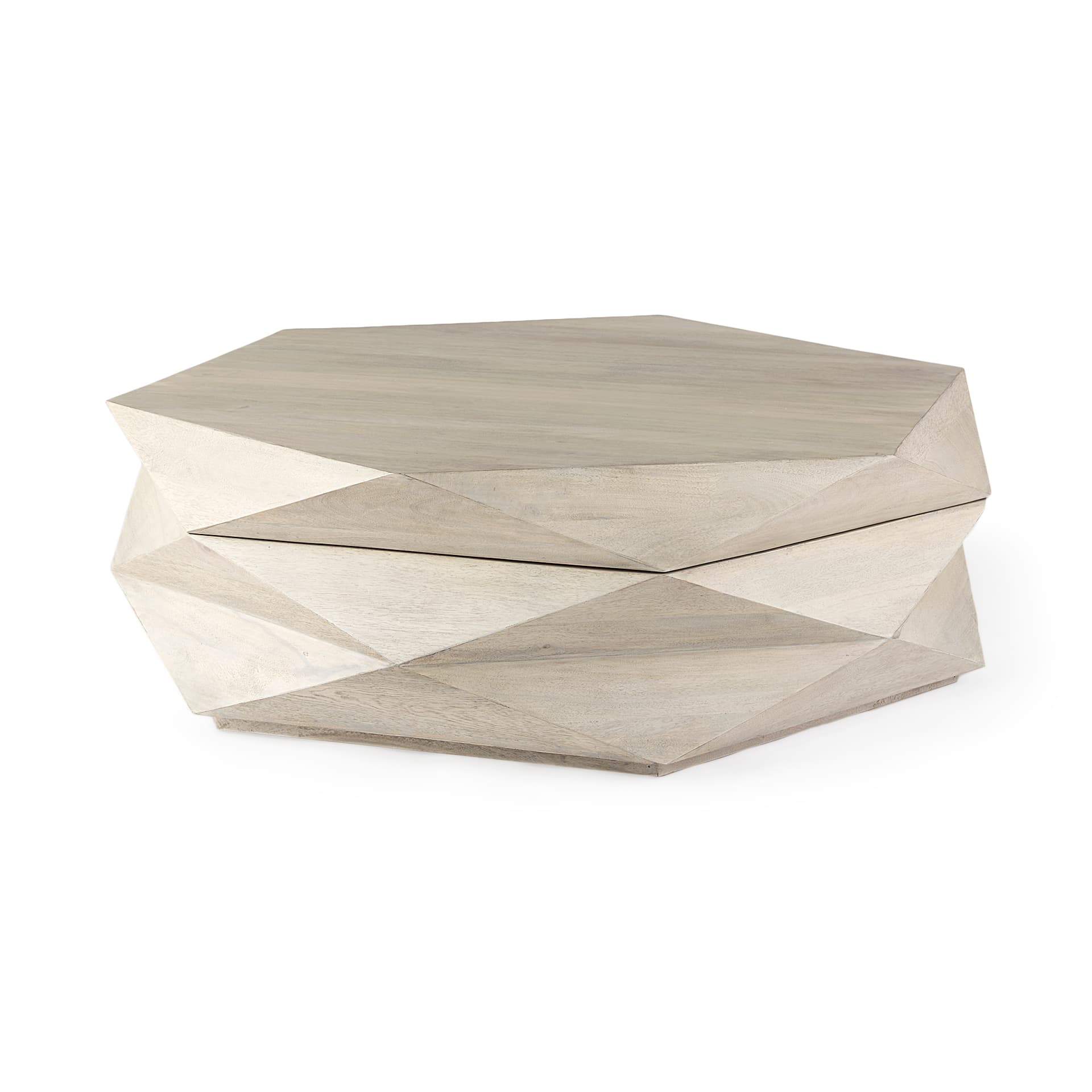 Arreto 48" Natural Solid Wood Hexagonal Storage Coffee Table — product photograph
