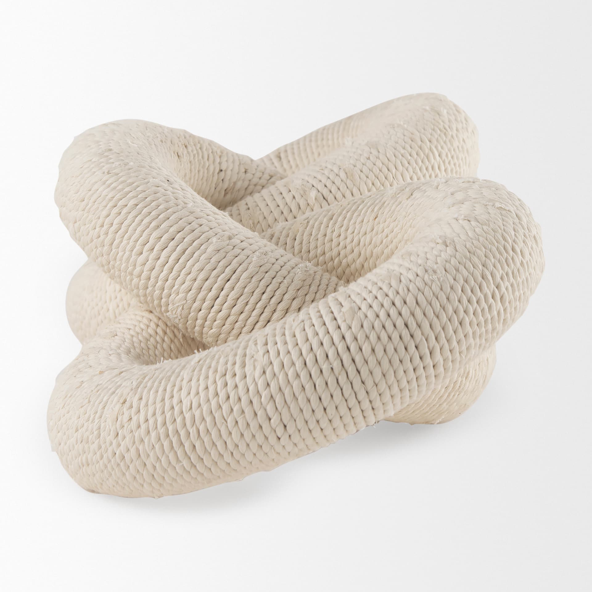 Alize Cotton Rope Wrapped Solid Wood Circular Chain Link Decorative Object — product photograph