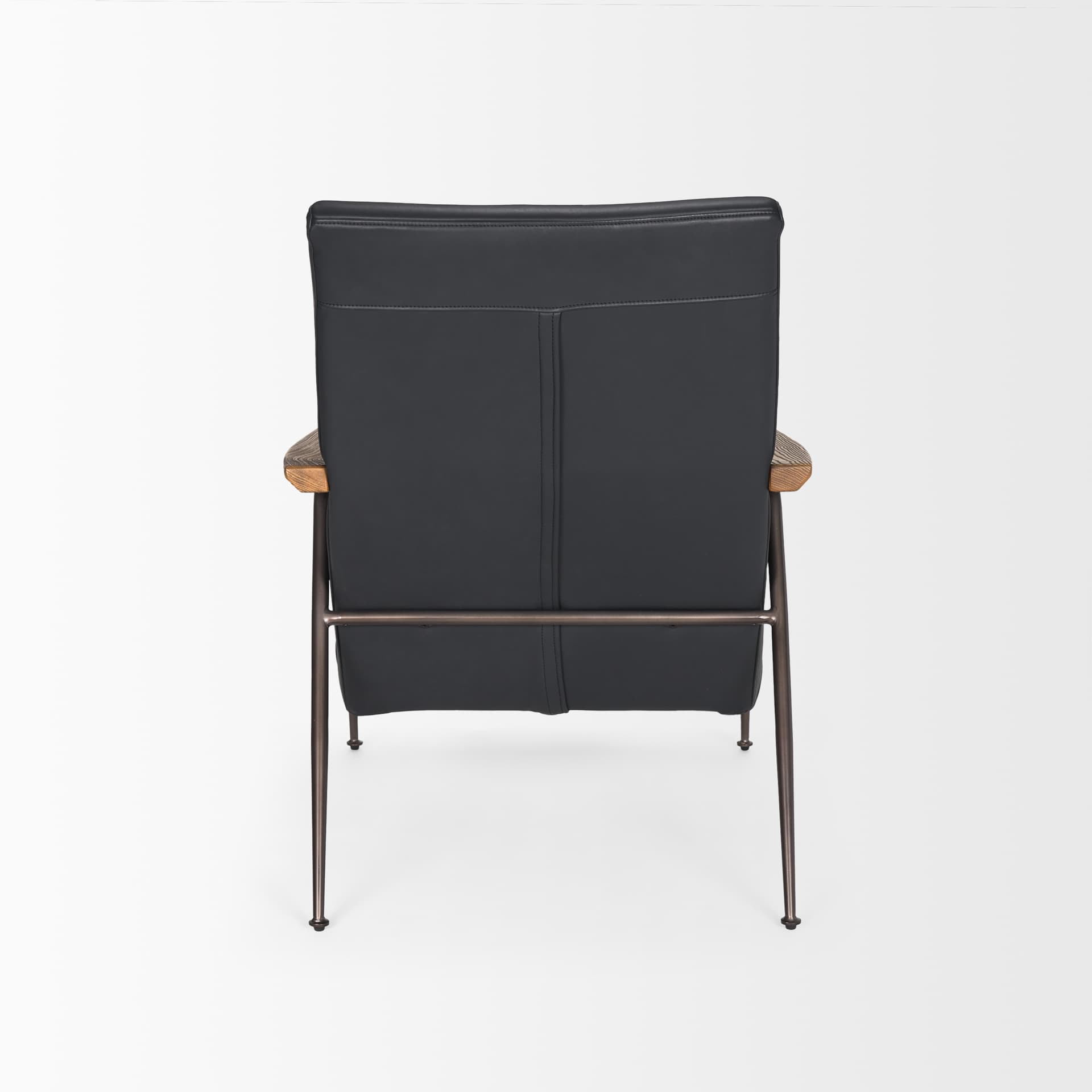 Grosjean Black Leather w/ Black Metal Frame Accent Chair — product photograph