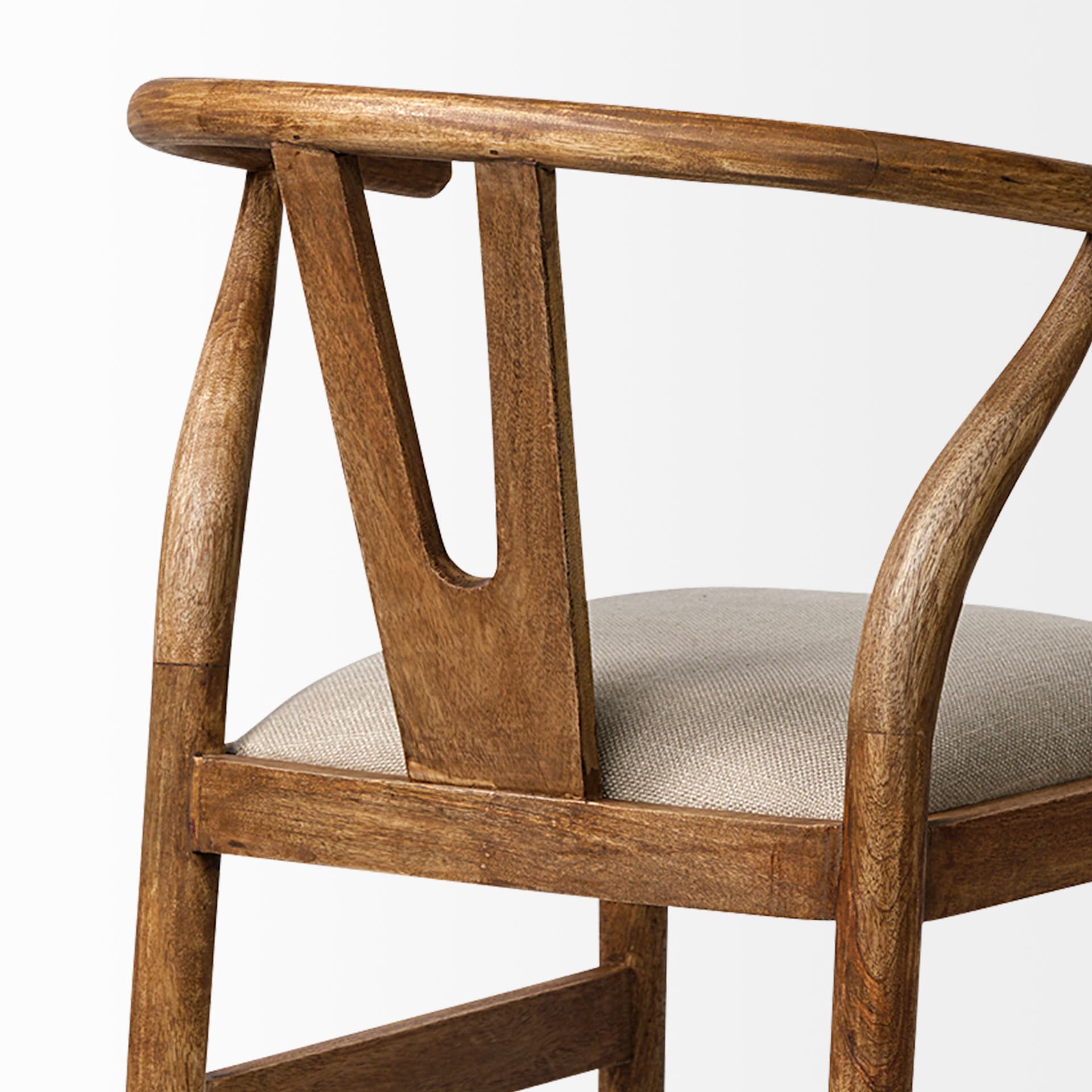 Trixie Backless 37in Seat Counter Stool | Cream Fabric w/ Brown Wood — product photograph