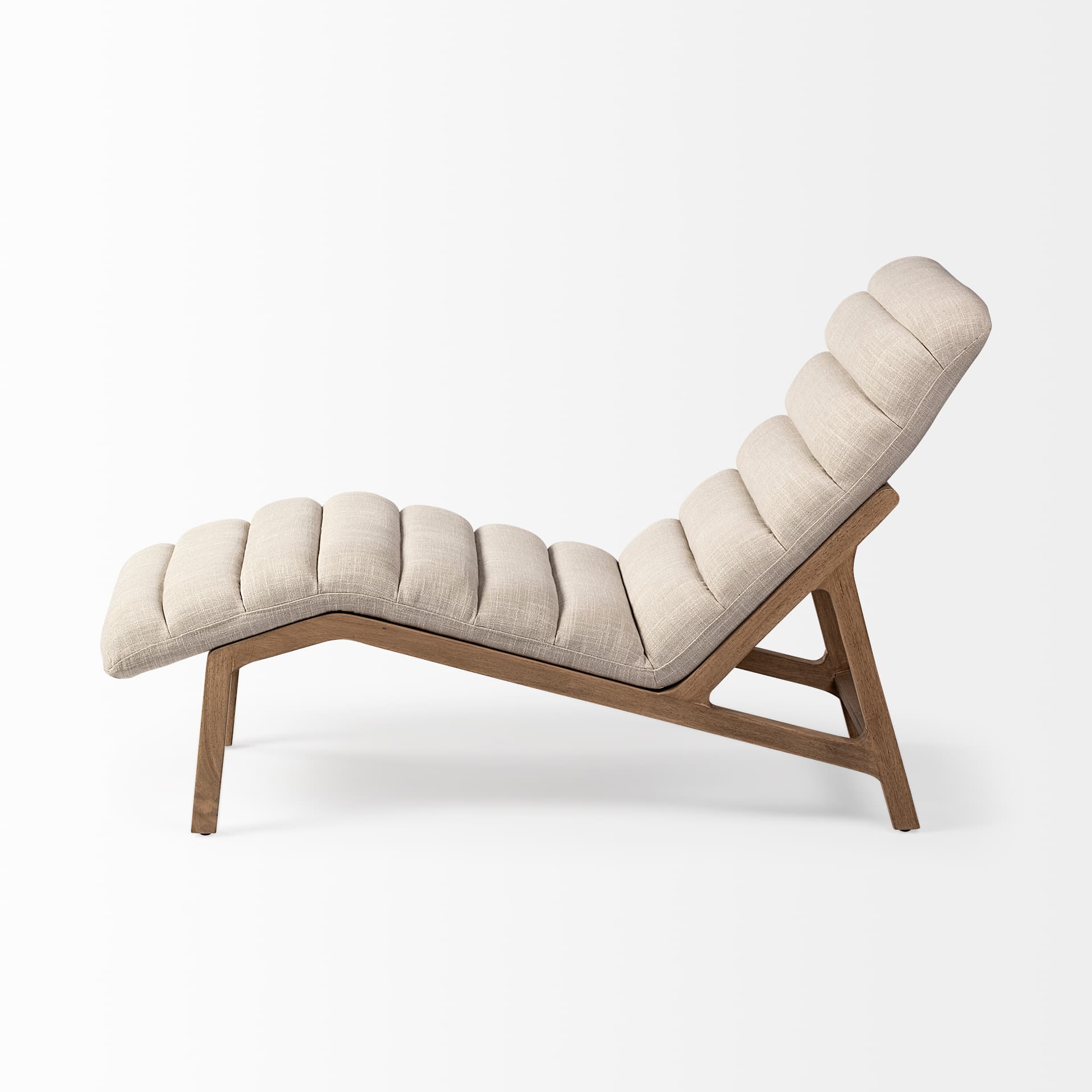 Pierre Beige Fabric Upholstered Armless Chaise Lounge Chair — product photograph