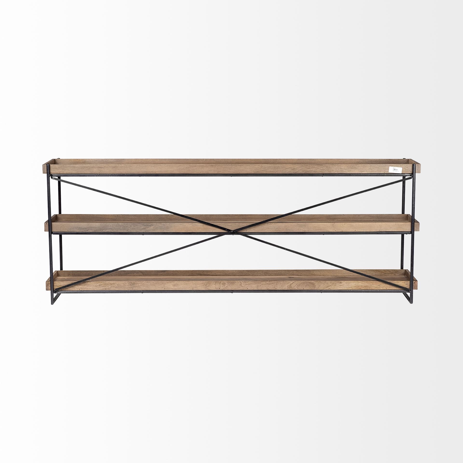 Trey I 80L x 16W Brown Wood and Black Iron Console Table — product photograph