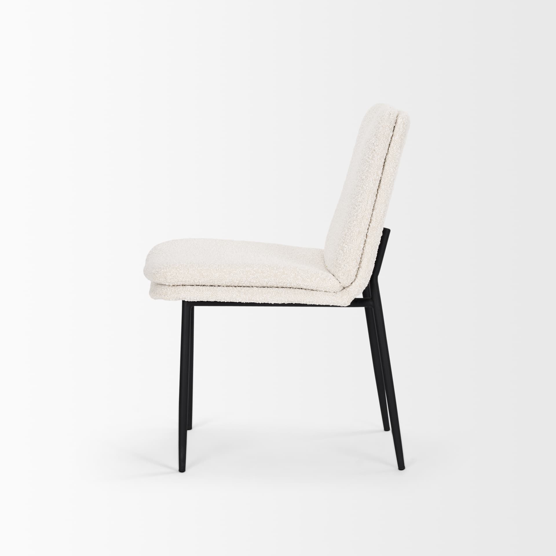 Eve Curved Back Dining Side Chair | Cream Boucle w/ Black Metal — product photograph