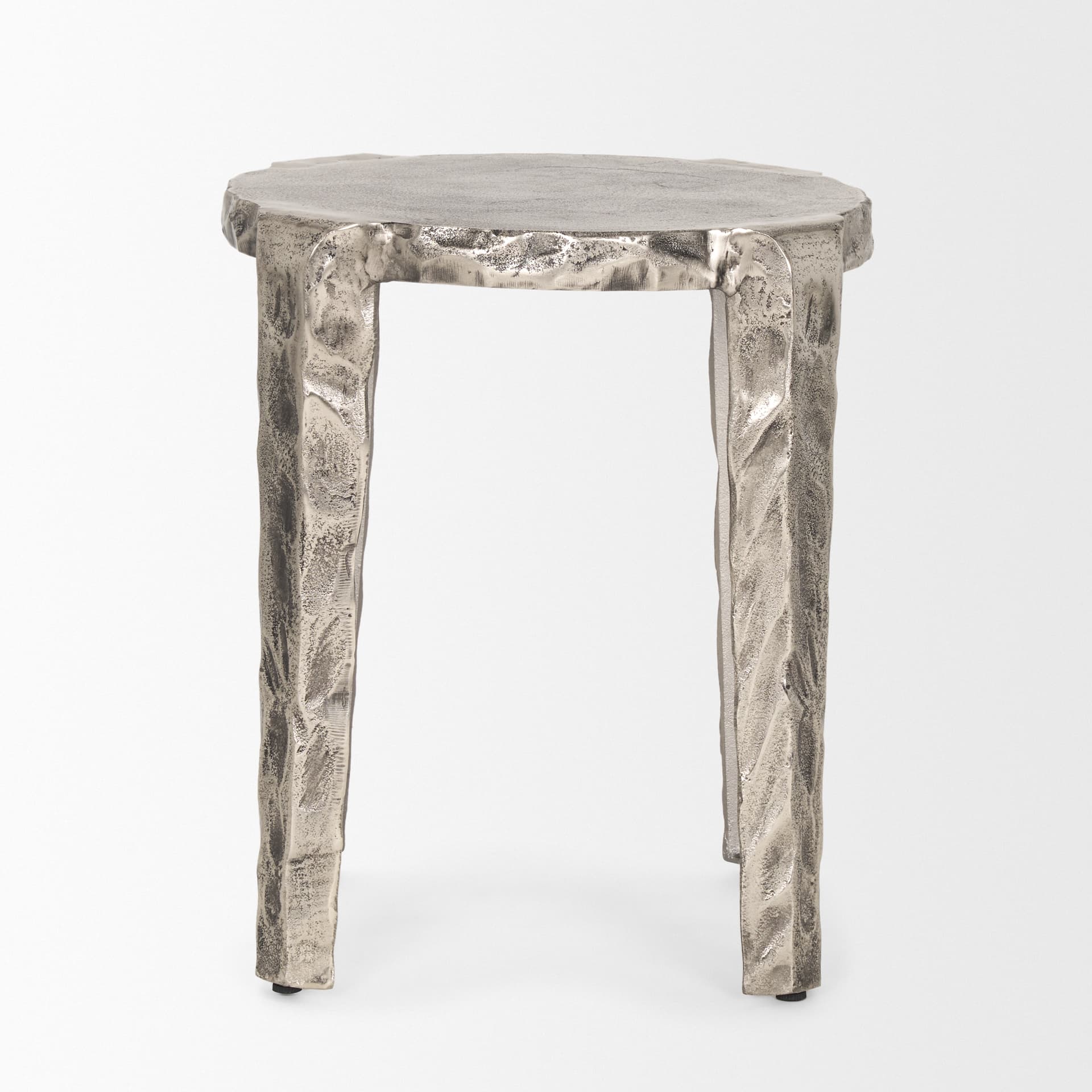 Randy Textured Silver Nickel Cast Aluminum Metal Accent Table — product photograph