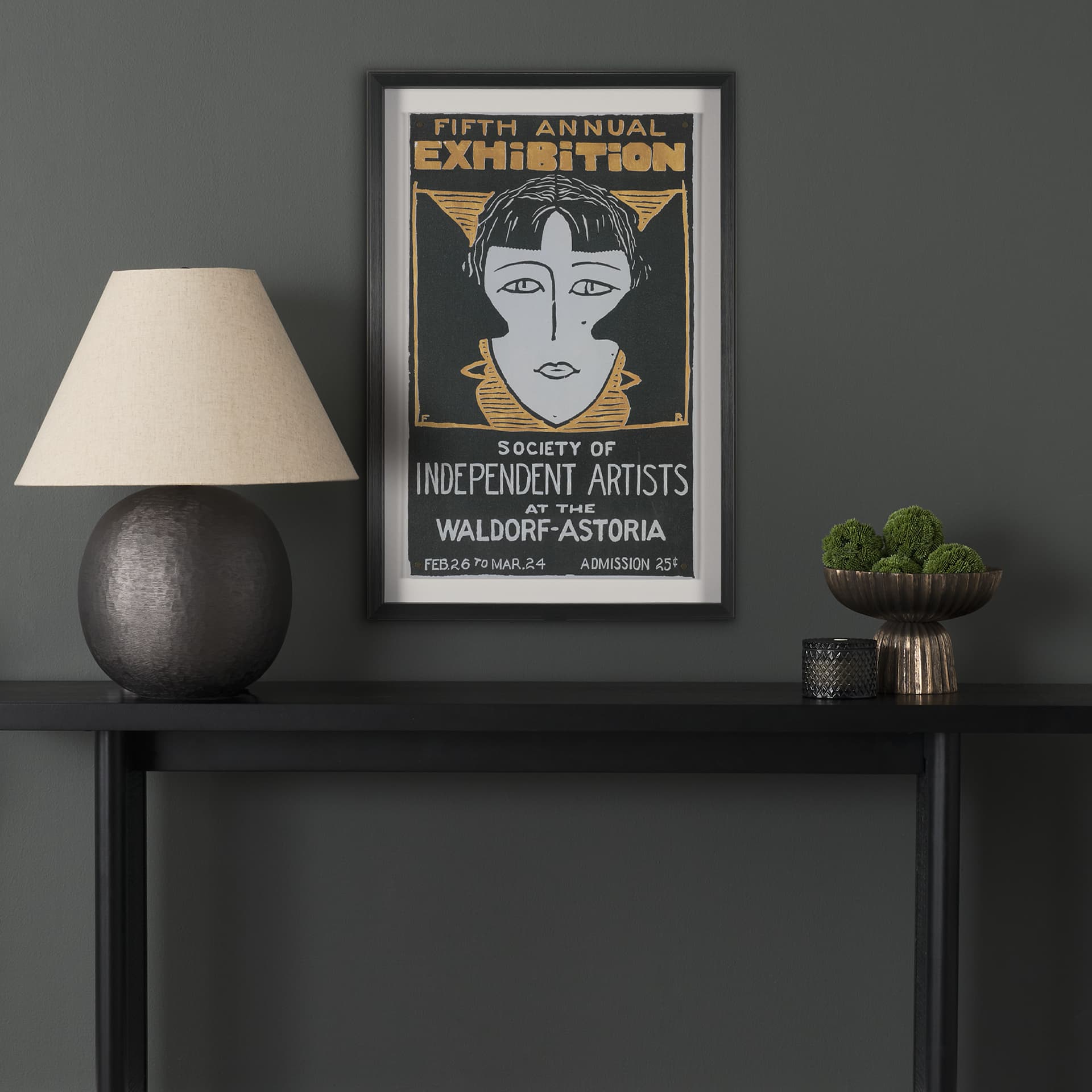 Ephemera Independent by The Vintage Collection Hand Embelished Text Frame Artwork Matted under Glass — in a styled room