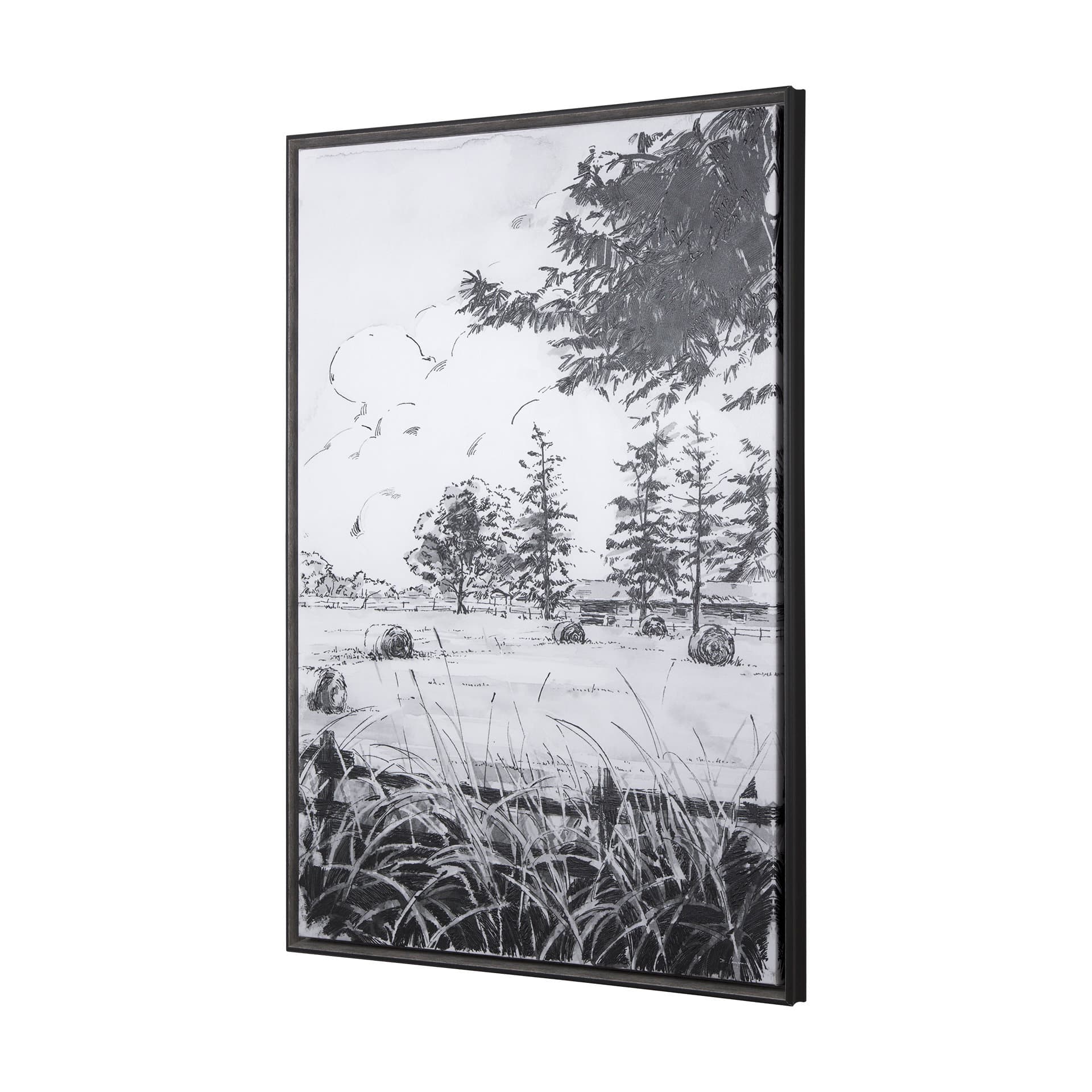Farm View II by Mercana Studio a Hand Embellished Textured Framed Canvas — product photograph