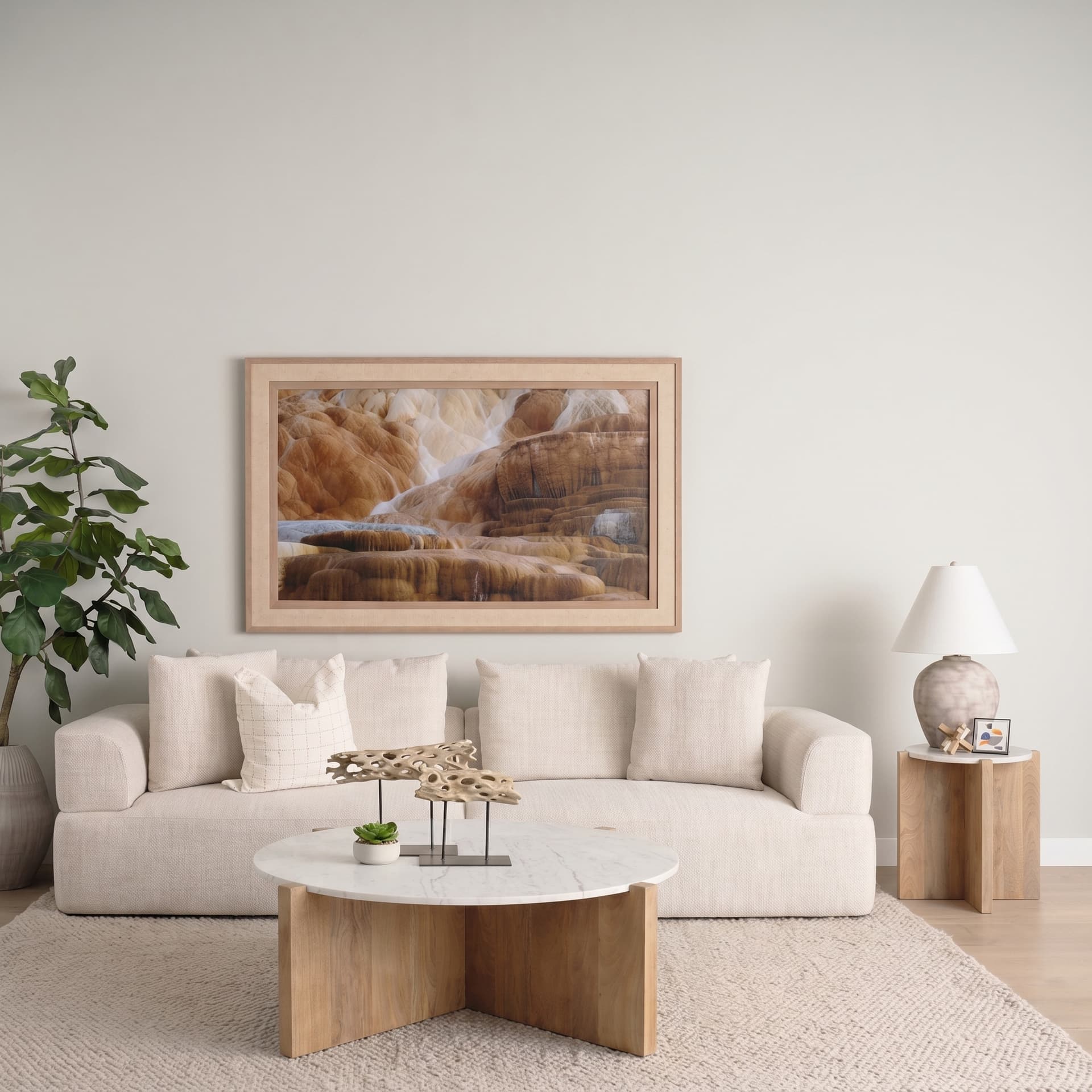 Bianca Wood and Marble Accent Table — product photograph