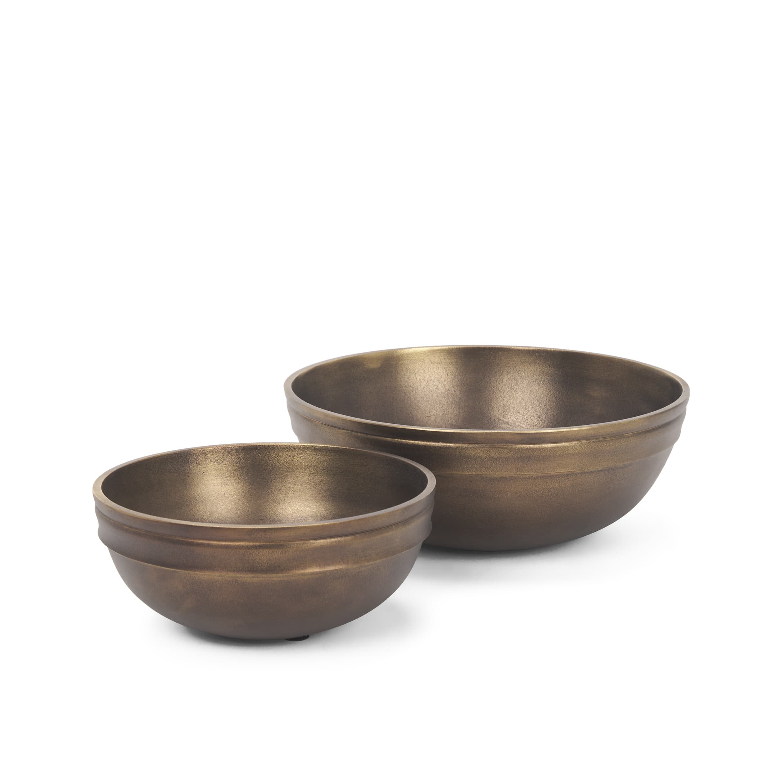 Tomiko Decorative Brass Finished Cast Aluminum Round Bowls — product photograph