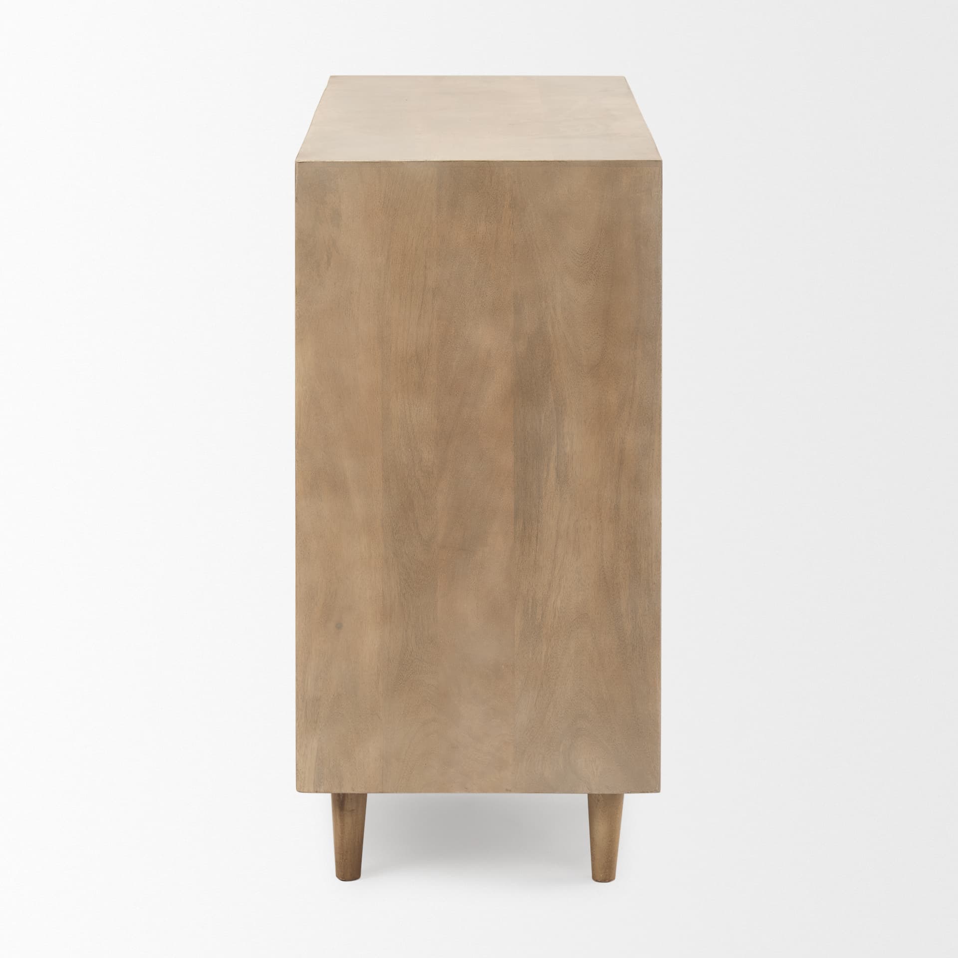 Tucker Light Brown Wood w/ Carved Arch Pattern 2 Door Accent Cabinet — product photograph