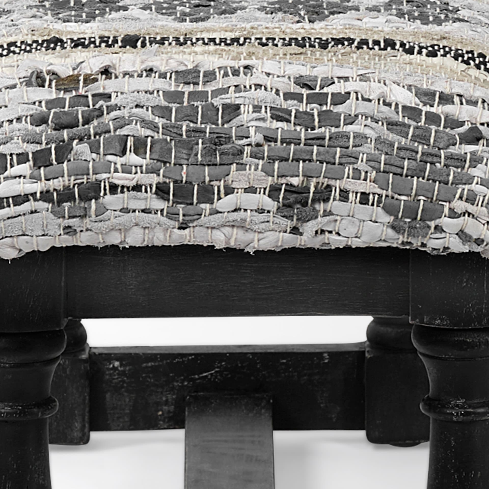 Denison II 56L x 15W Black Wood Base Woven-Leather Cushion Top Accent Bench — product photograph