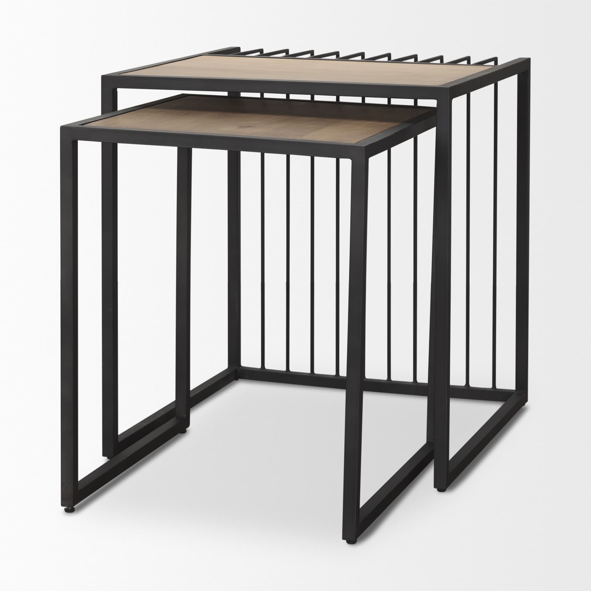 Miles Black Metal w/ Light Wood Nesting End/Side Table — product photograph