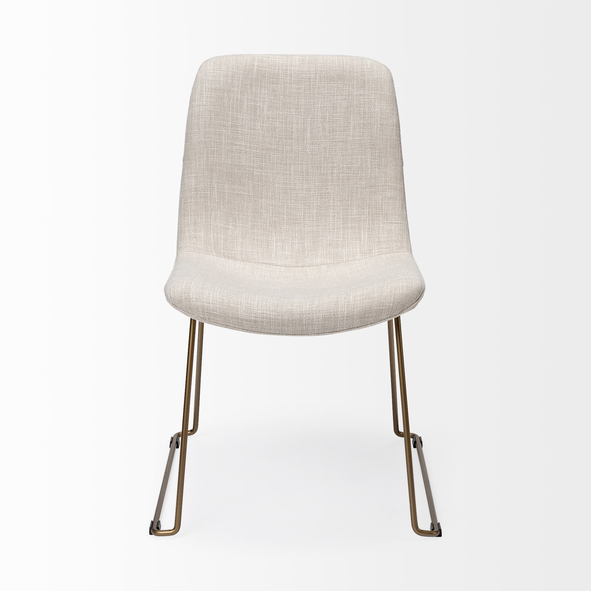 Sawyer Solid Back Dining Side Chair | Beige Fabric w/ Gold Metal — product photograph