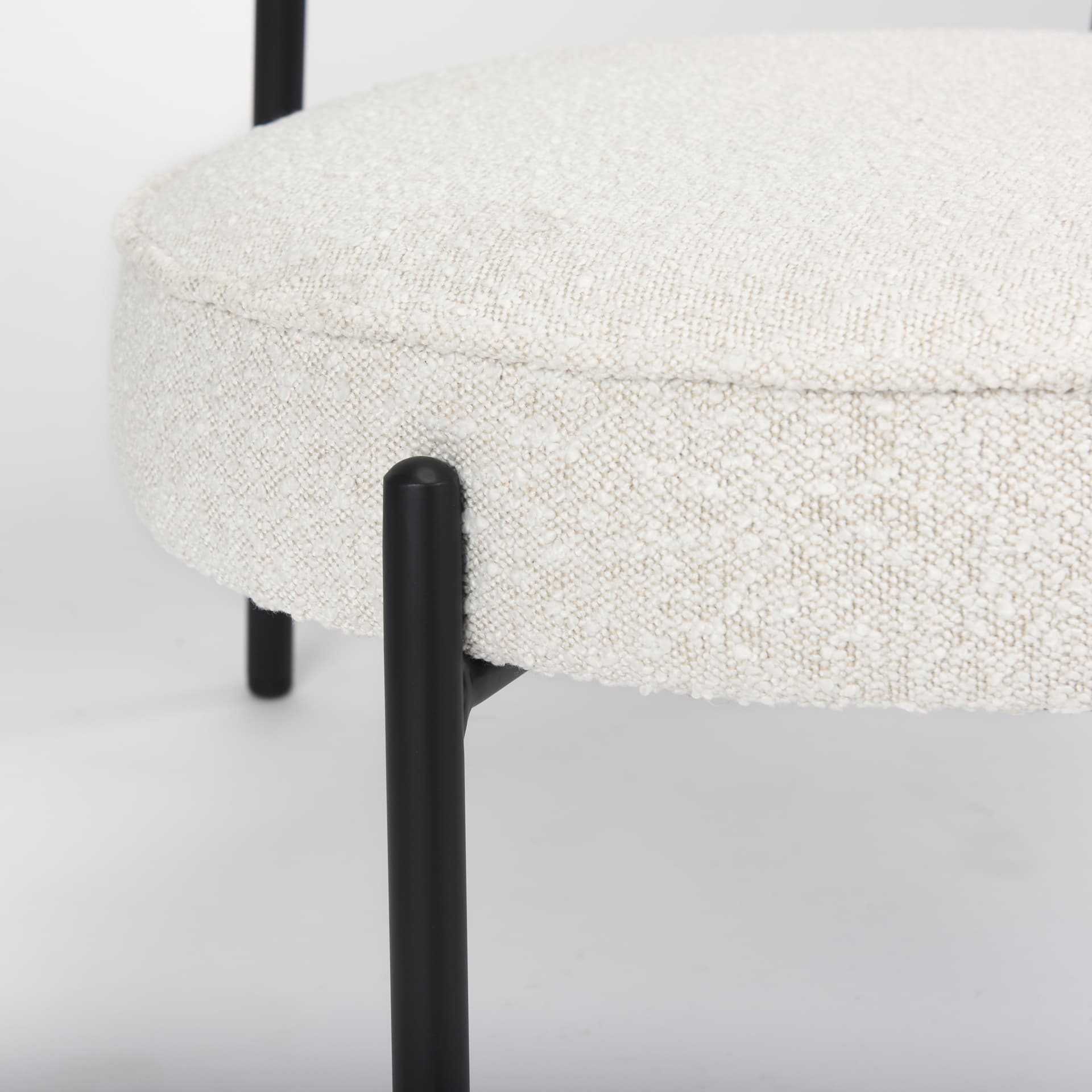 Amelia Cream Boucle W/Black Metal Upholstered Accent Chair 21.3L x 21.3W x 30.3H — product photograph