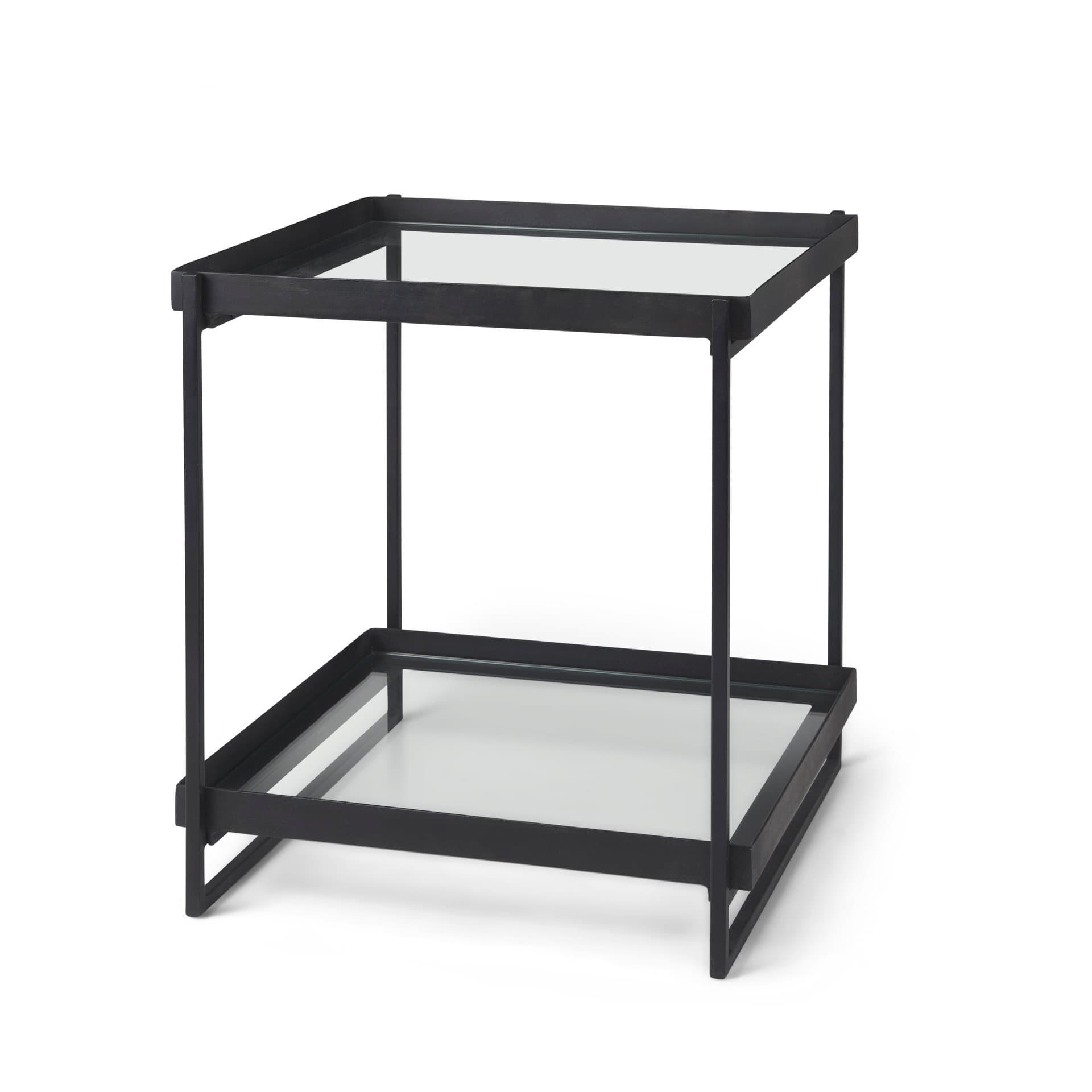 Trey Black Metal W/Glass Accent Table — product photograph