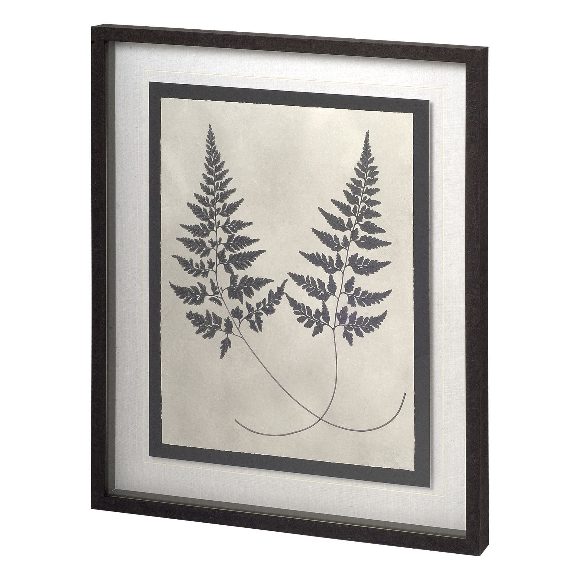 Vintage Fern Study by Mercana Studio a Hand Embellished Textured Framed Art Print Matted under Glass — product photograph